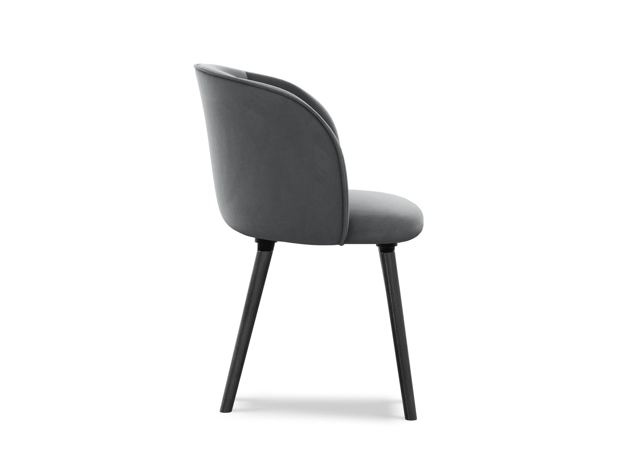 Velvet Chair MAIA Steel Gray with Black Oak Base