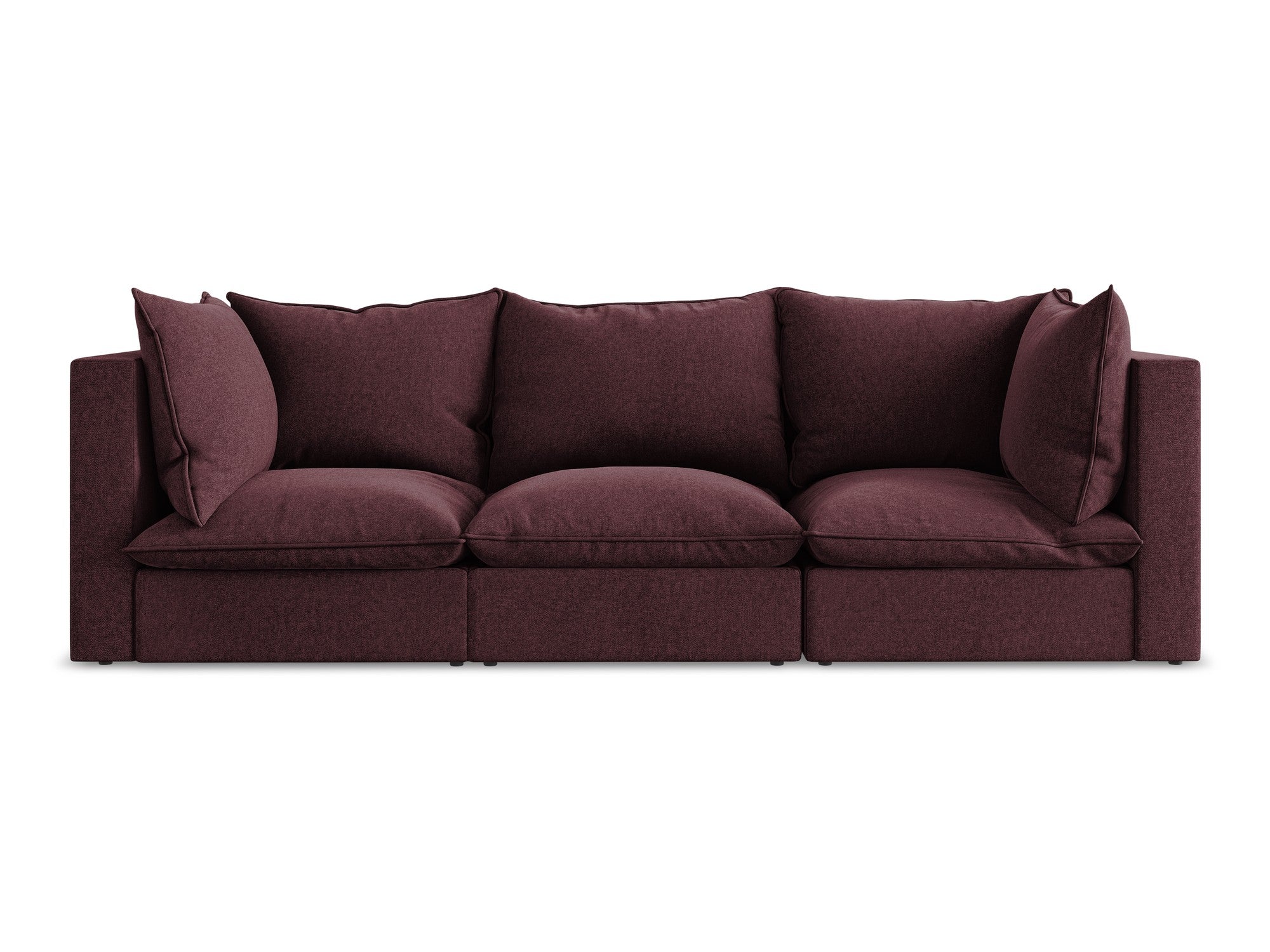Velvet Sofa for 3 People MANAO in Burgundy