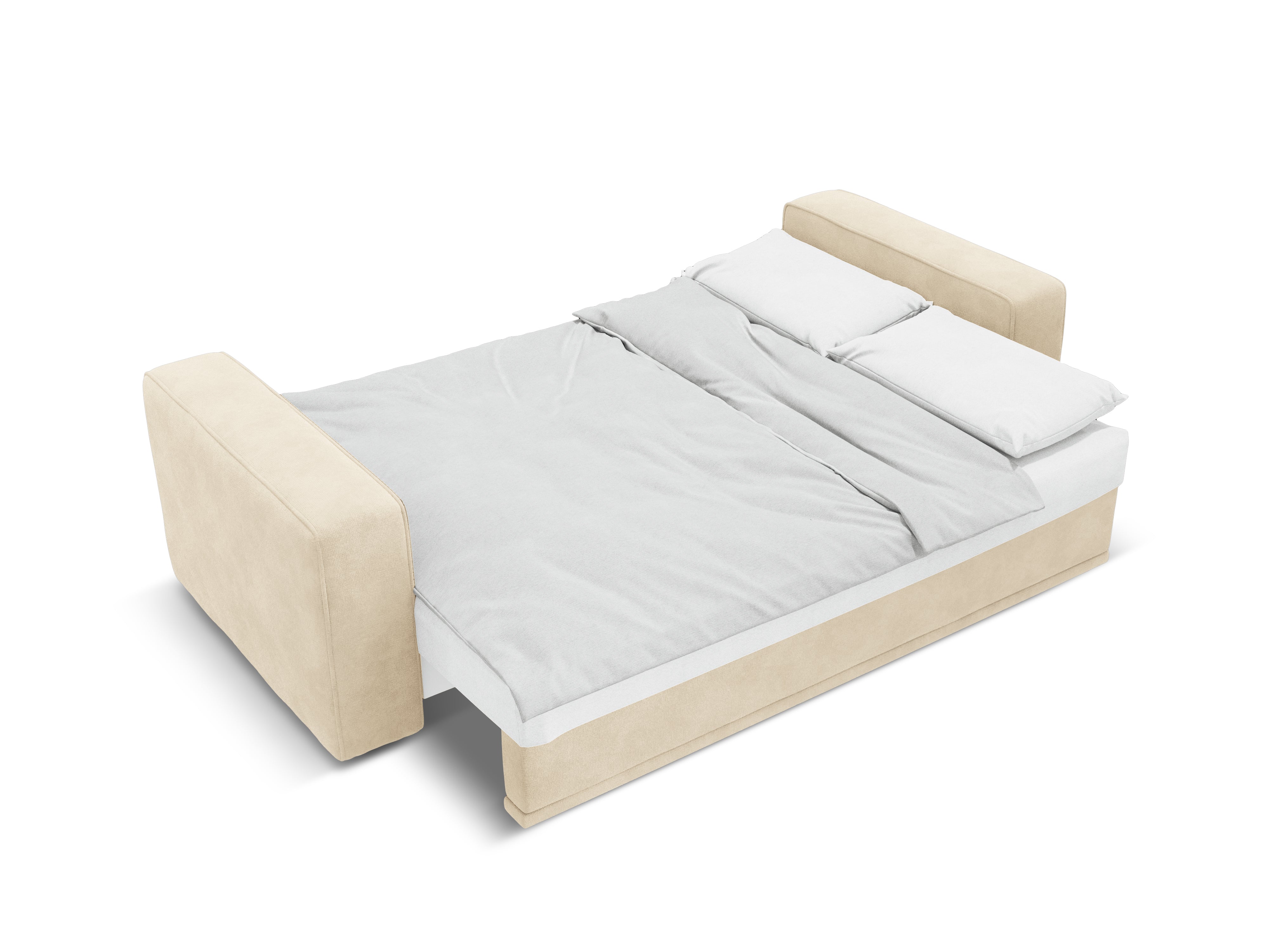 Sofa sametová s funkcí spaní RIBES světle béžová