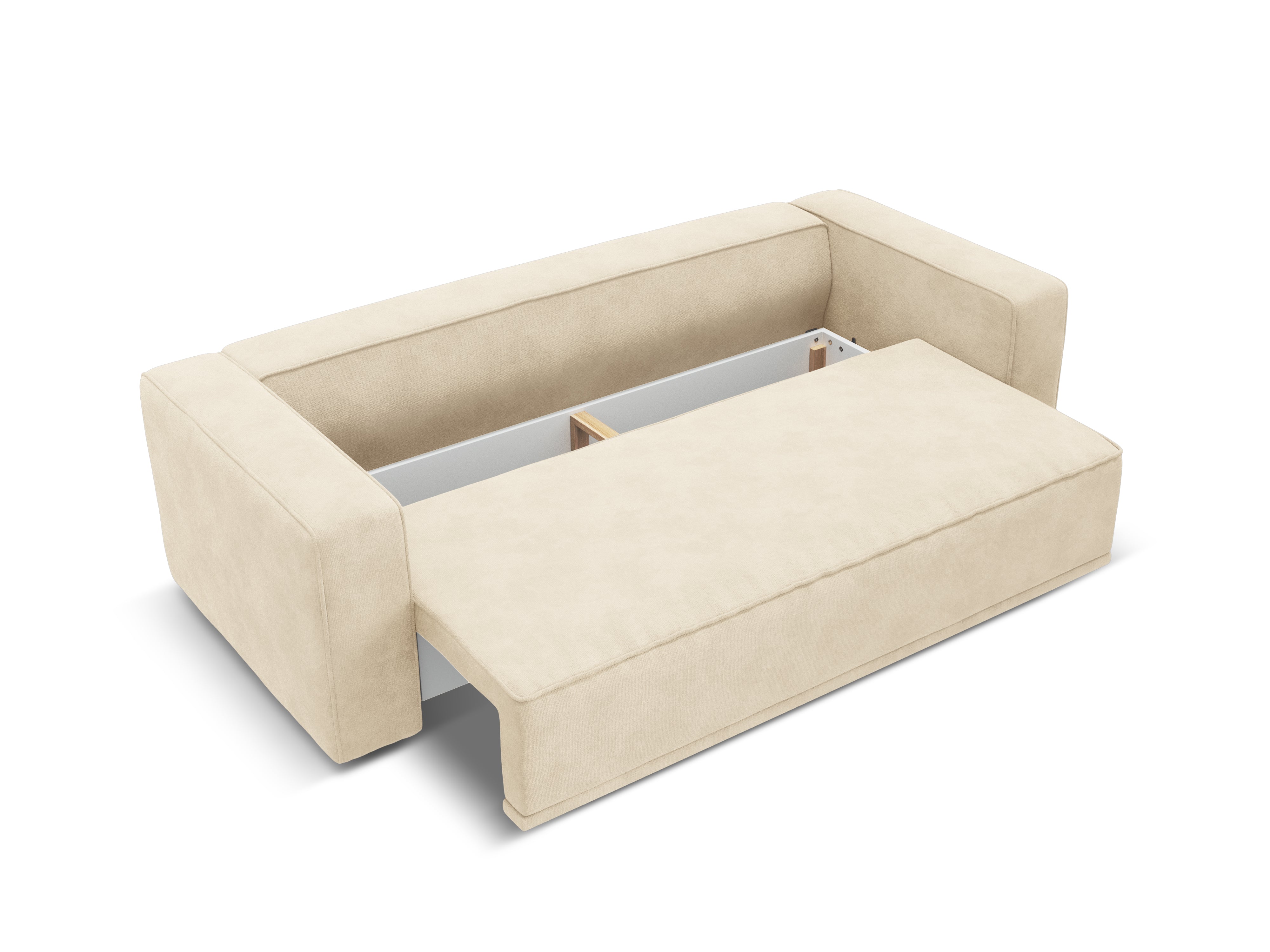 Sofa sametová s funkcí spaní RIBES světle béžová