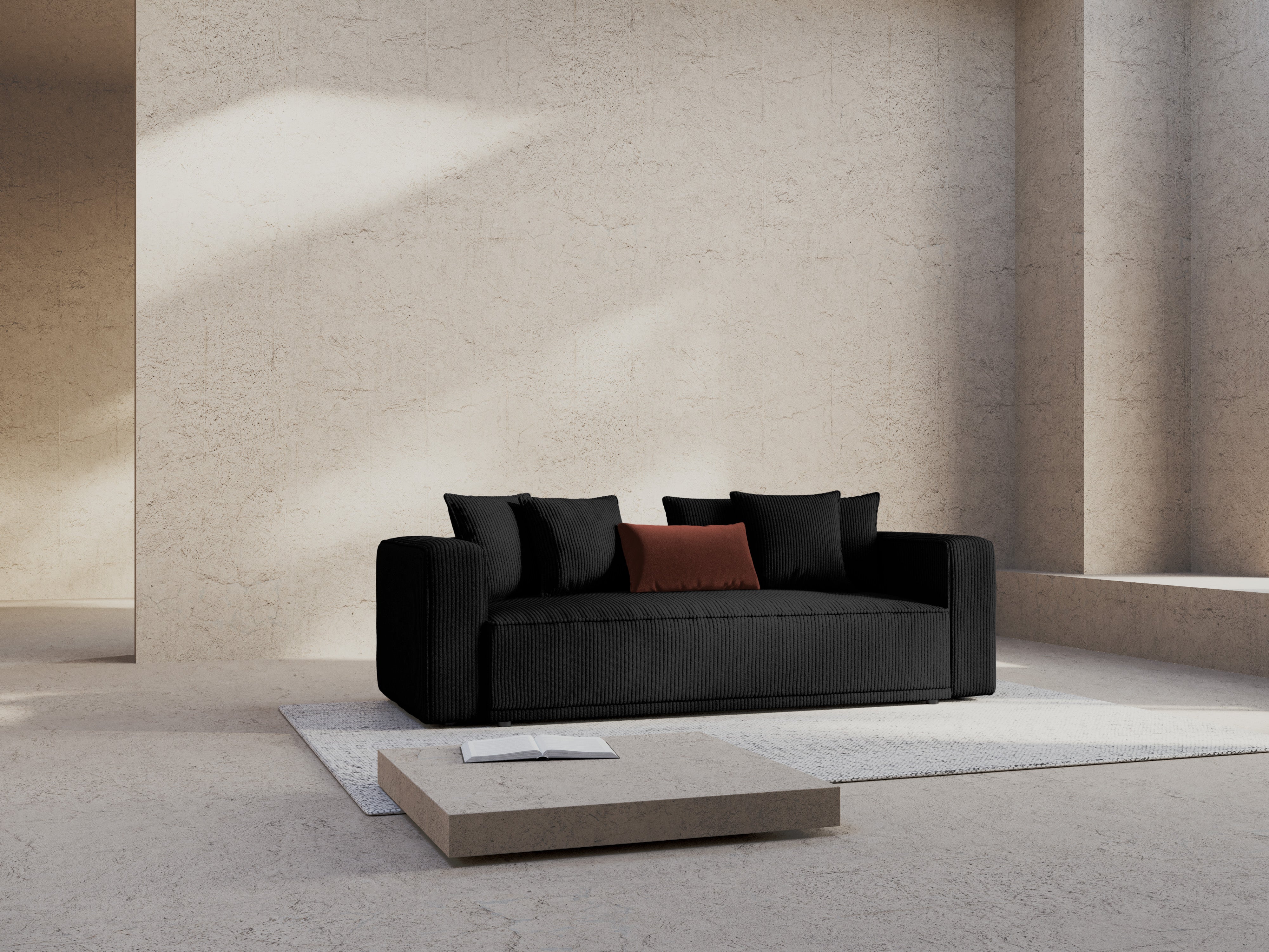 Sofa with sleeping function RIBES black corduroy