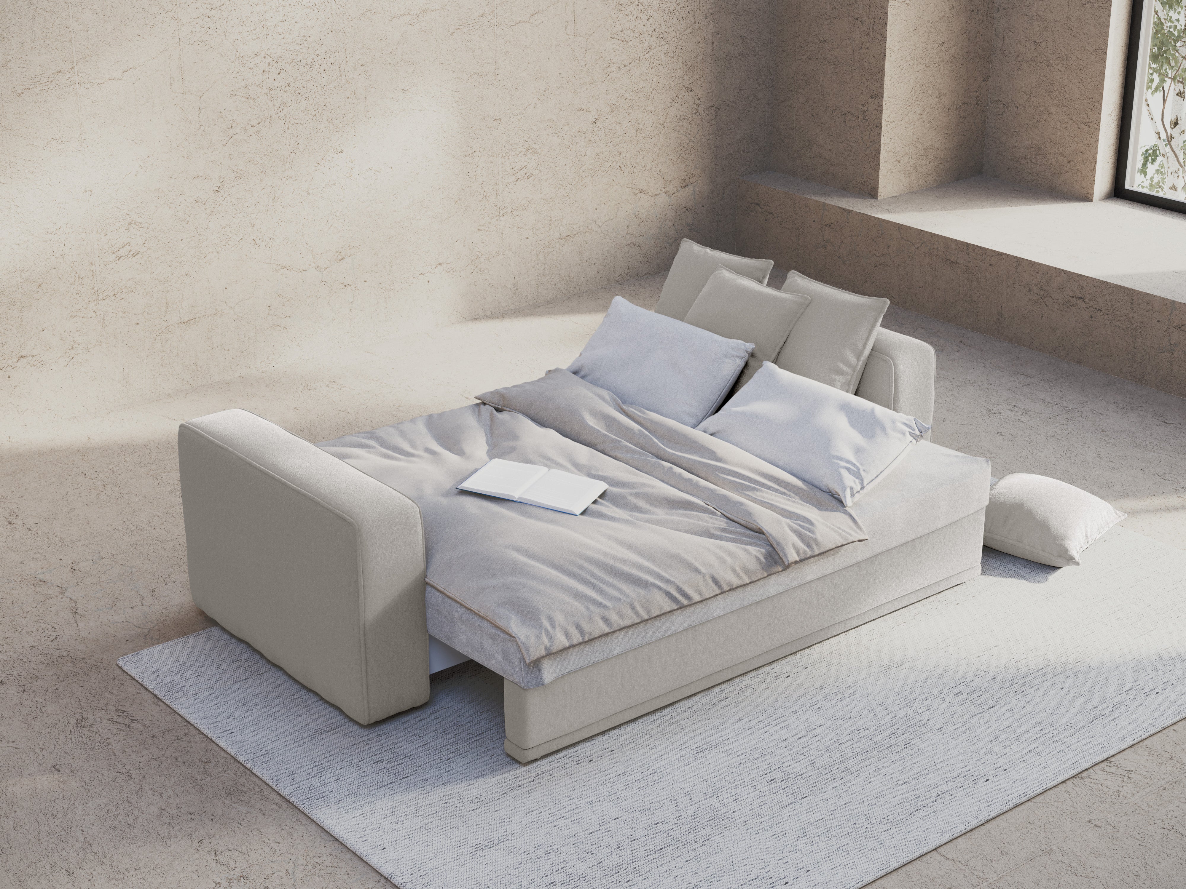 Pohovka s funkcí spaní RIBES stříbrný šenil