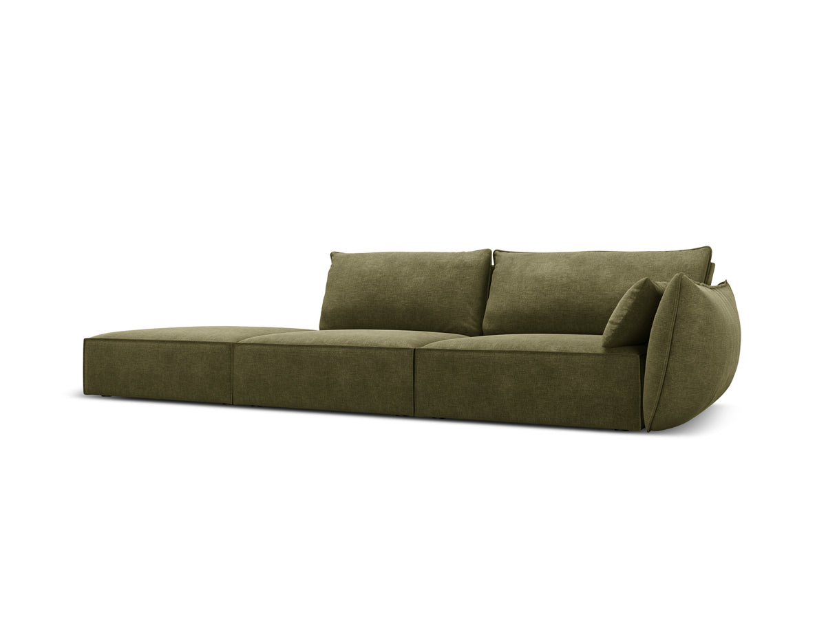 Sofa v žakárové tkanině levostranná otevřená VANDA zelená