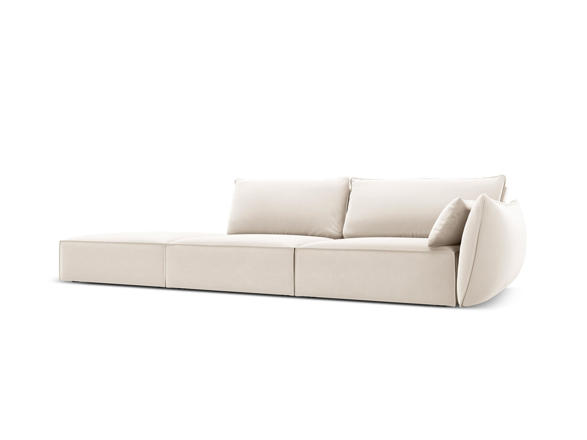 Sofa sametová levostranná otevřená VANDA béžová