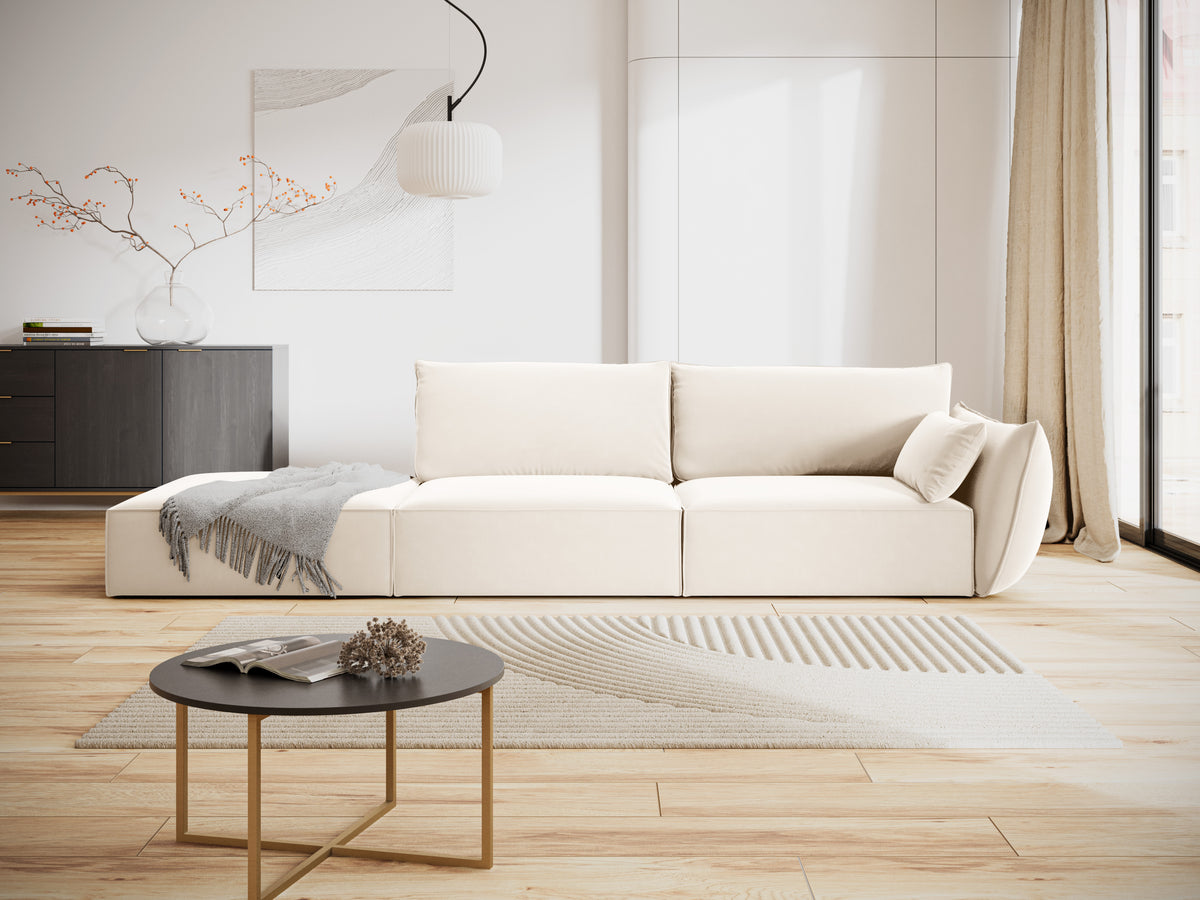 Sofa sametová levostranná otevřená VANDA béžová