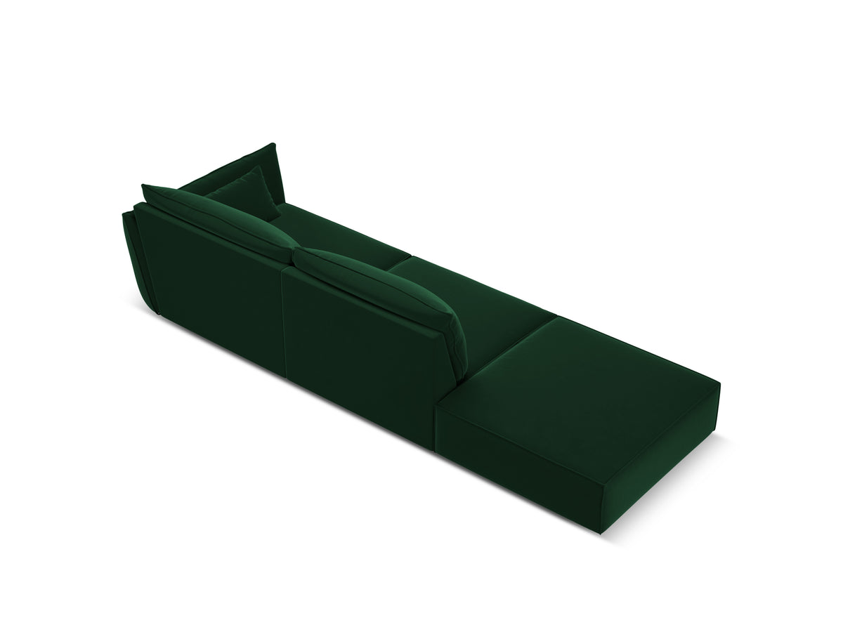 Sofa sametová levostranná otevřená VANDA lahvově zelená