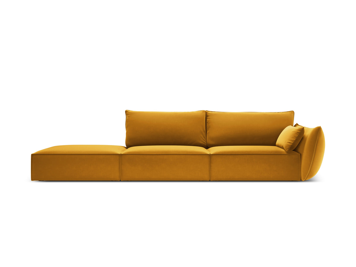 Sofa sametová levostranná otevřená VANDA hořčicová