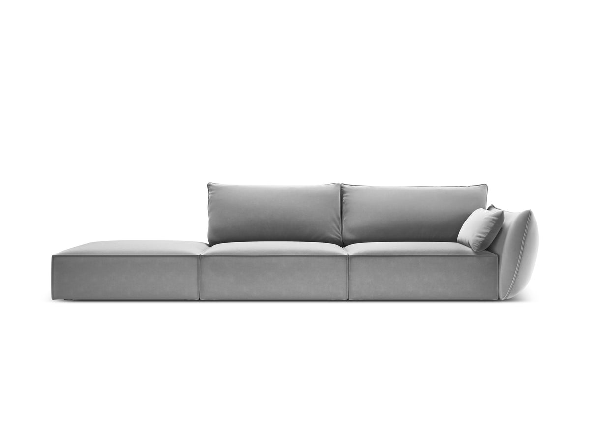 Sofa sametová levostranná otevřená VANDA šedá