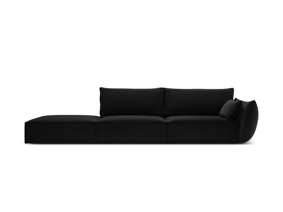 Sofa sametová levostranná otevřená VANDA černá