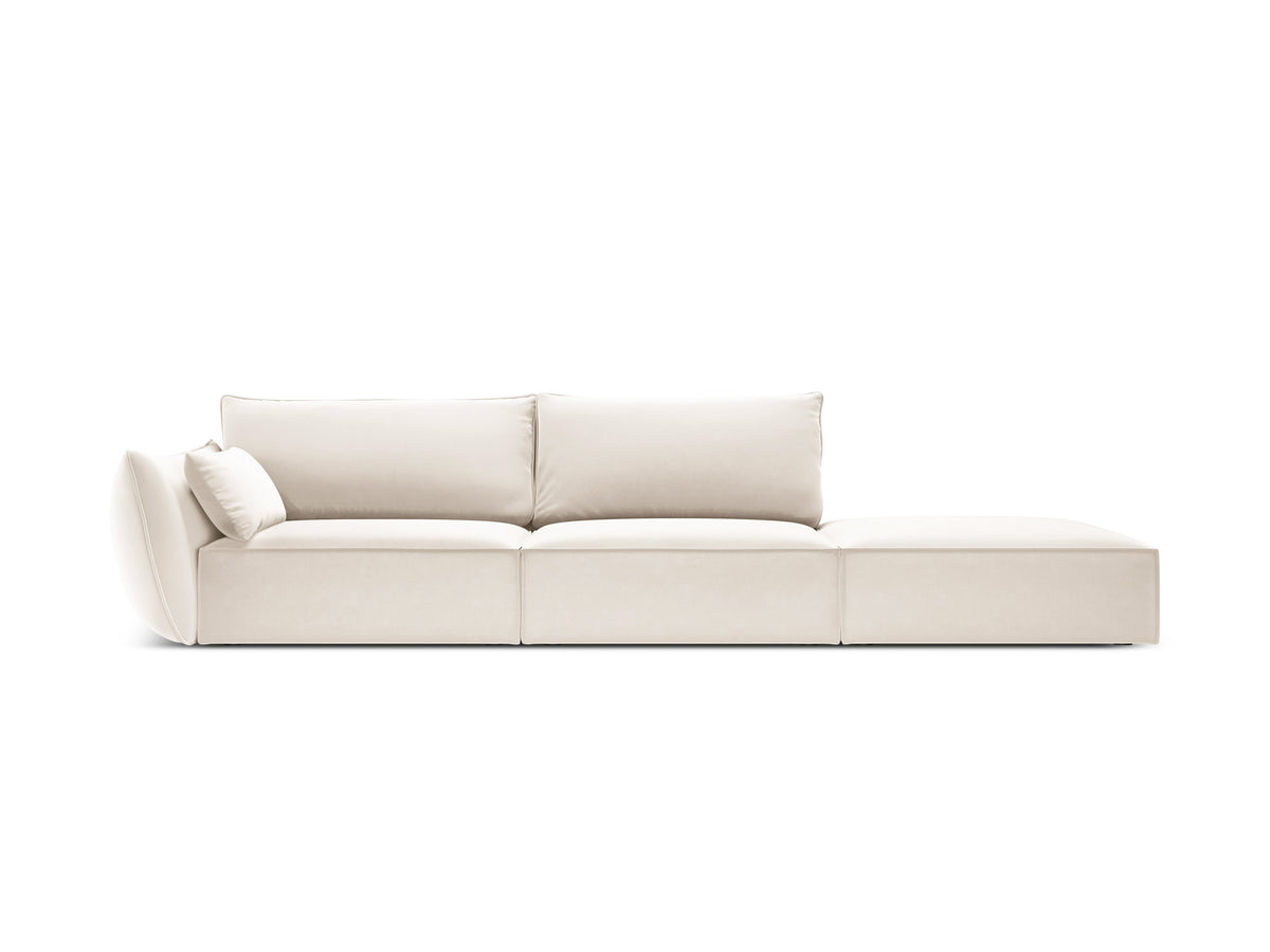 Sofa sametová pravostranná otevřená VANDA béžová