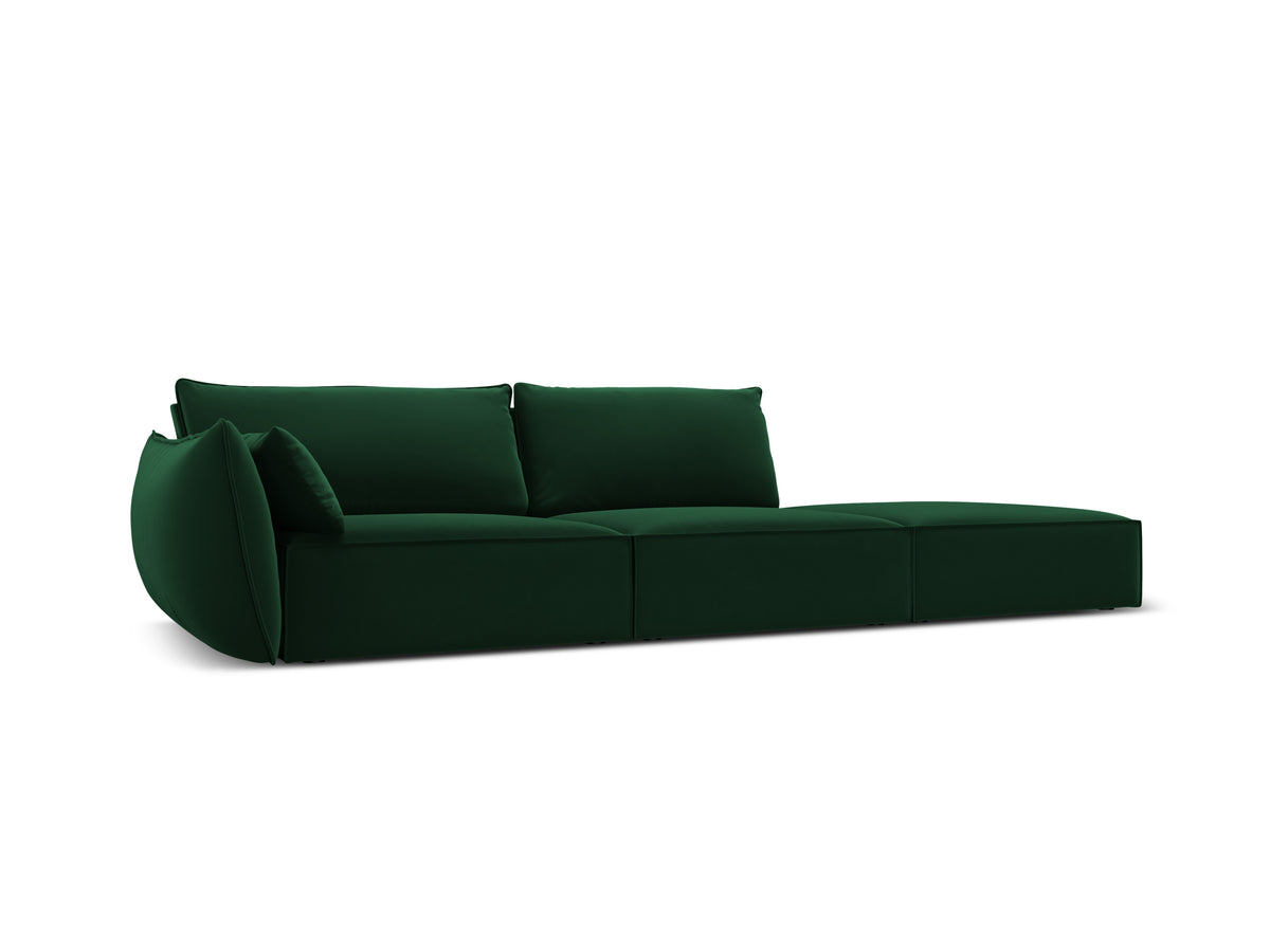 Sofa sametová pravostranná otevřená VANDA lahvově zelená