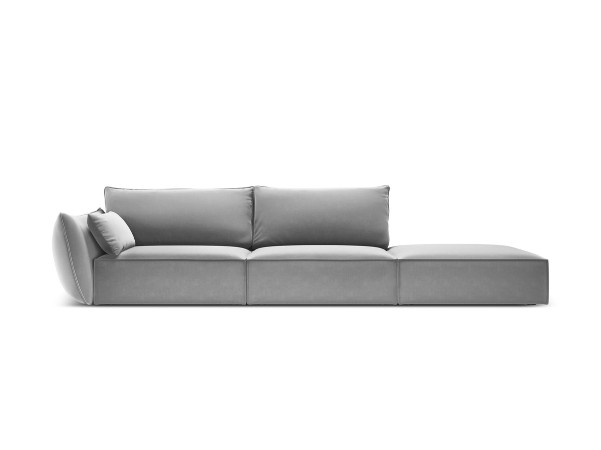 Sofa sametová pravostranná otevřená VANDA šedá