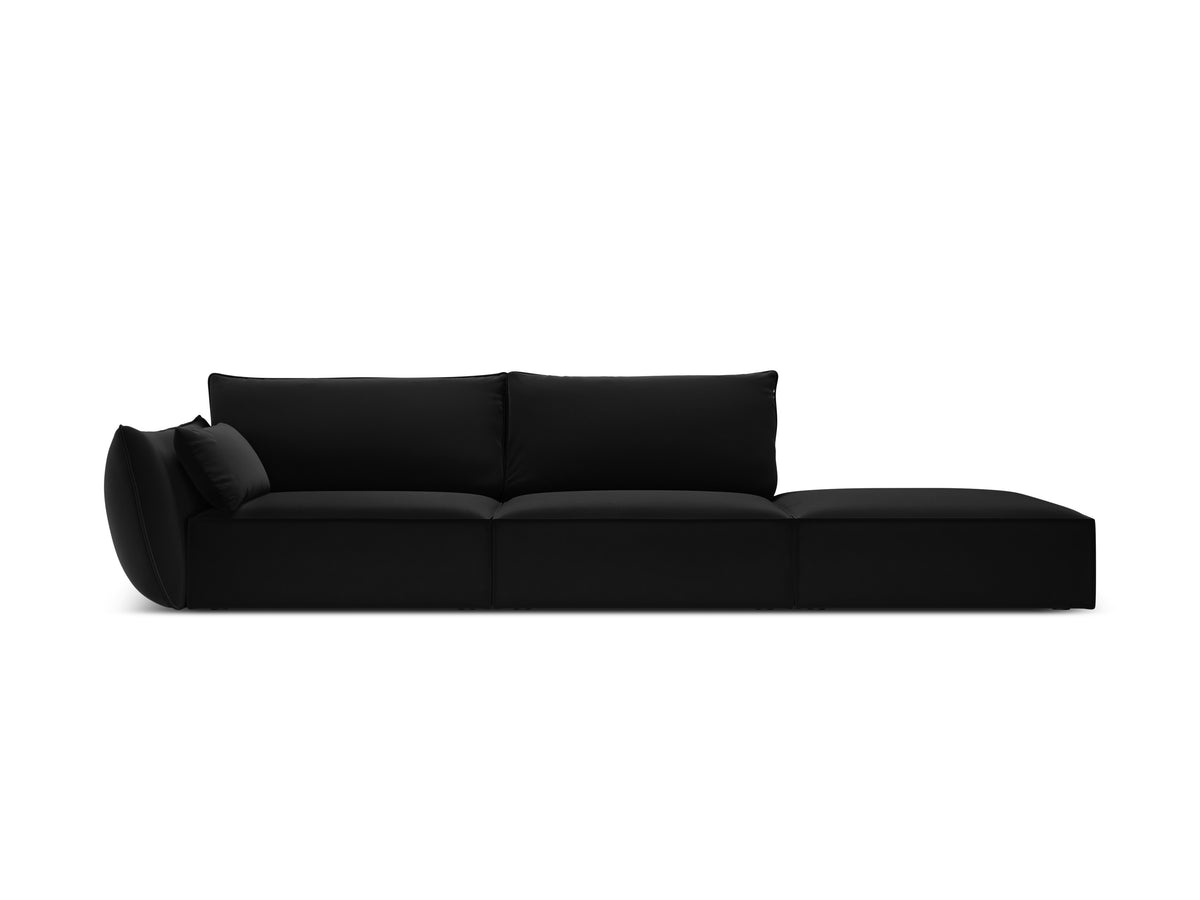 Sofa sametová pravostranná otevřená VANDA černá