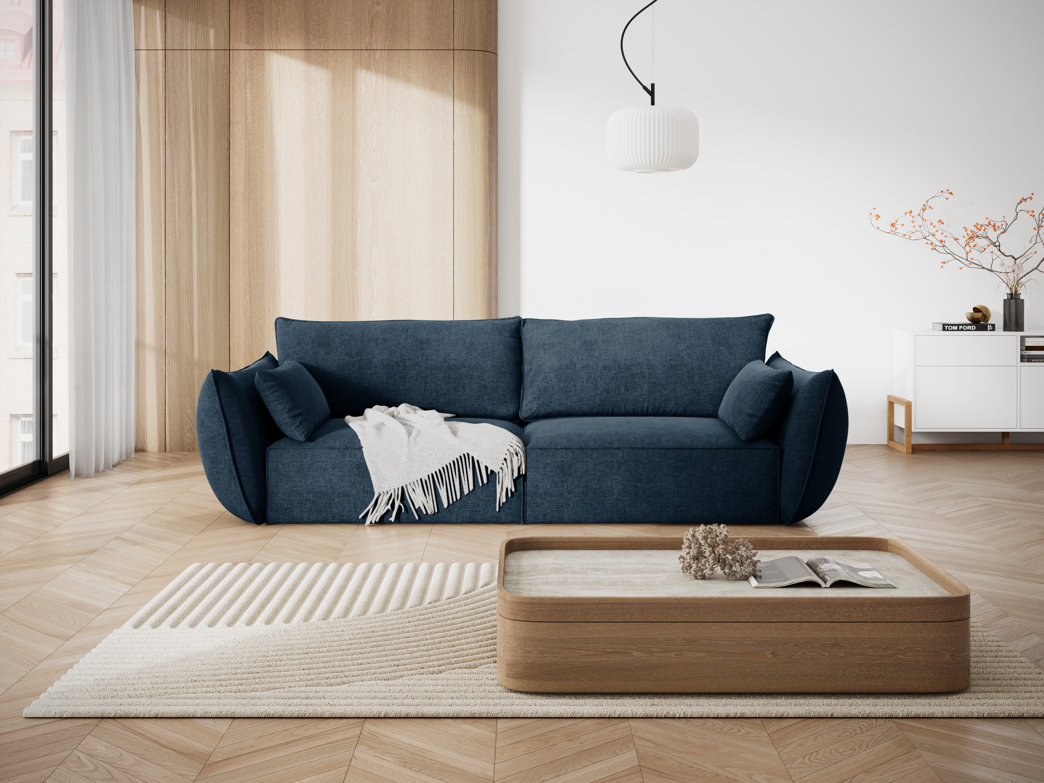 Sofa v sametové tkanině 3-místná VANDA královská modř