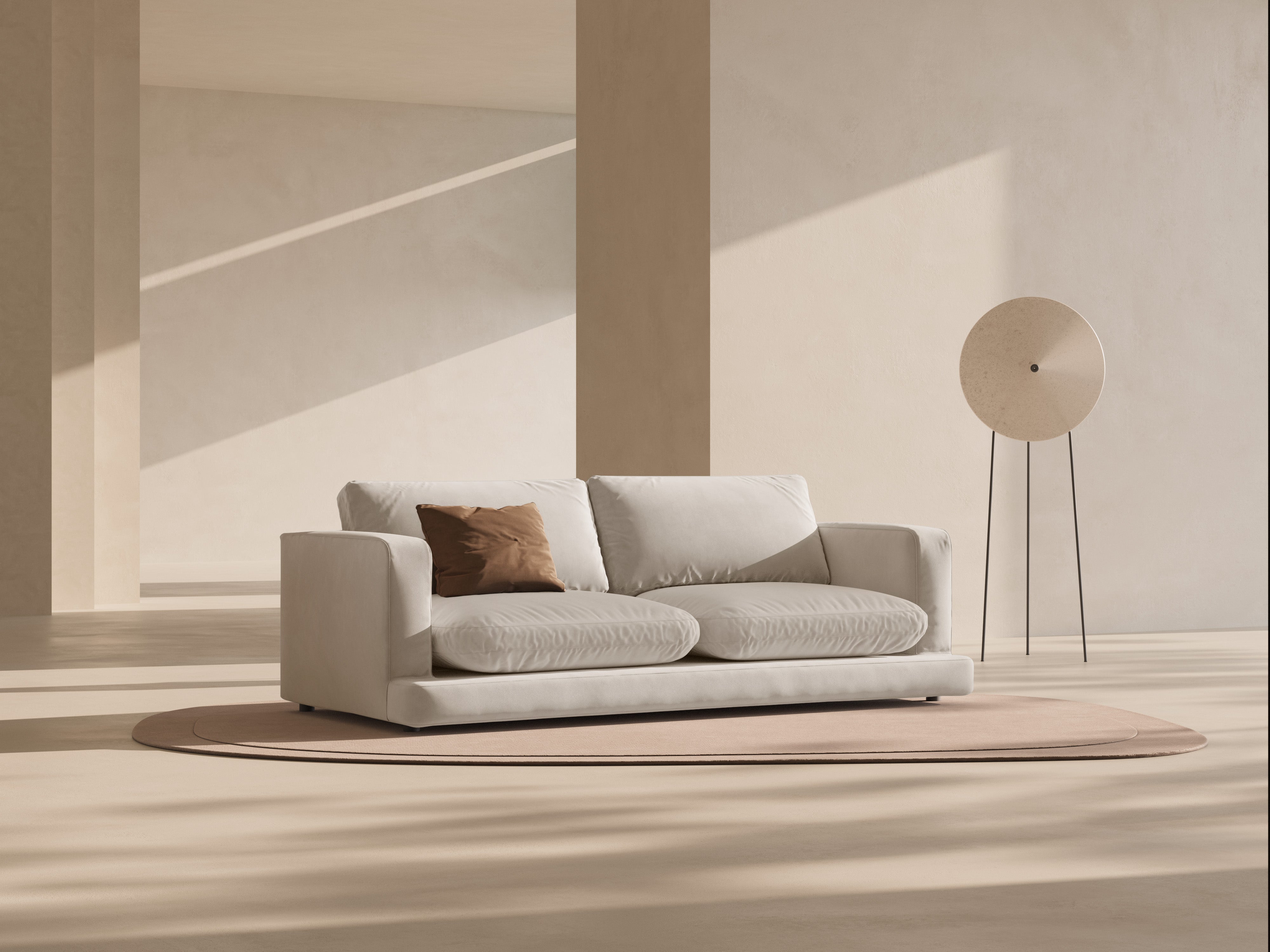 Velvet 3-Seater Sofa DAPHNE Light Beige