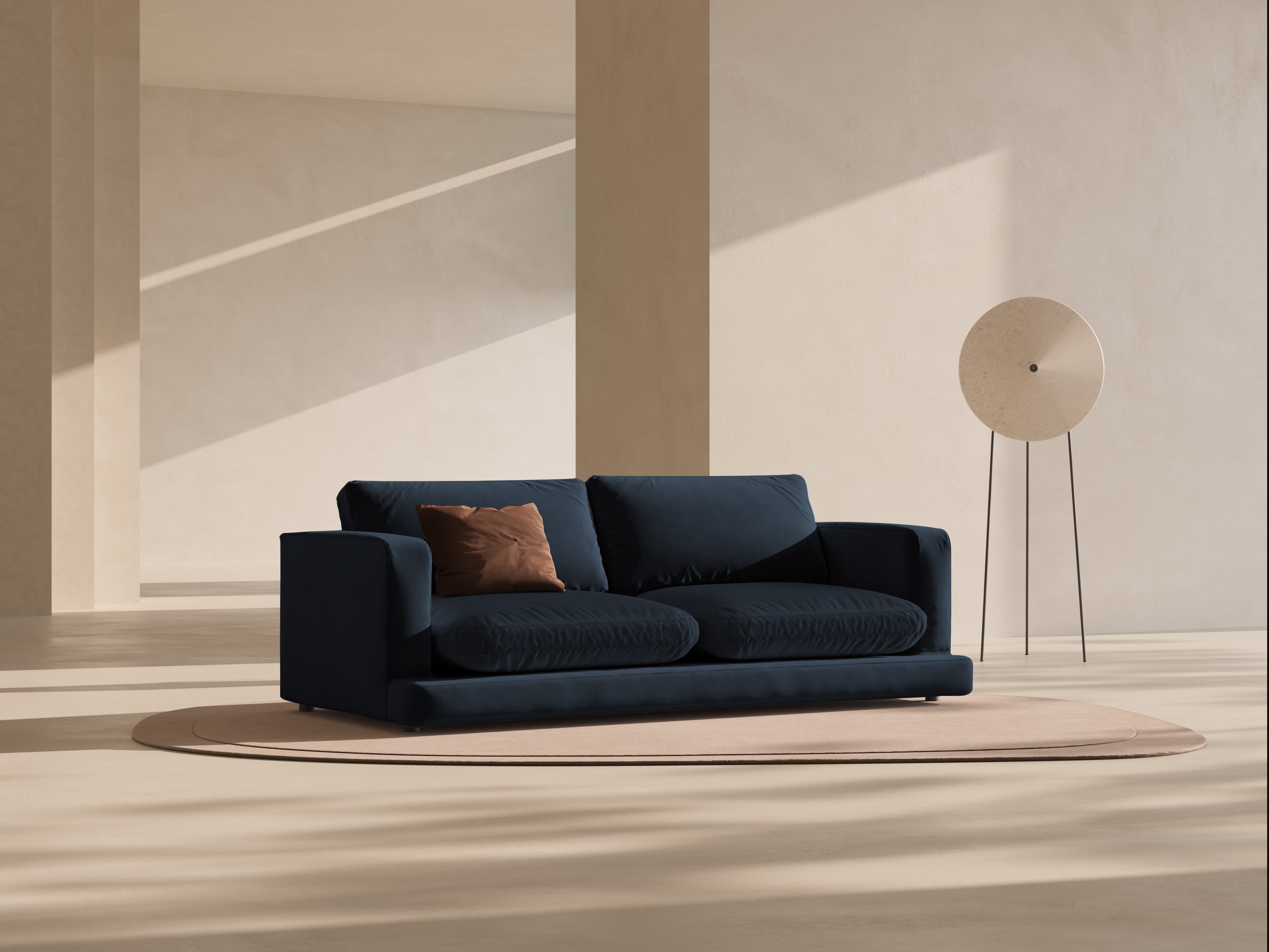 DAPHNE navy blue velvet 3-seater sofa