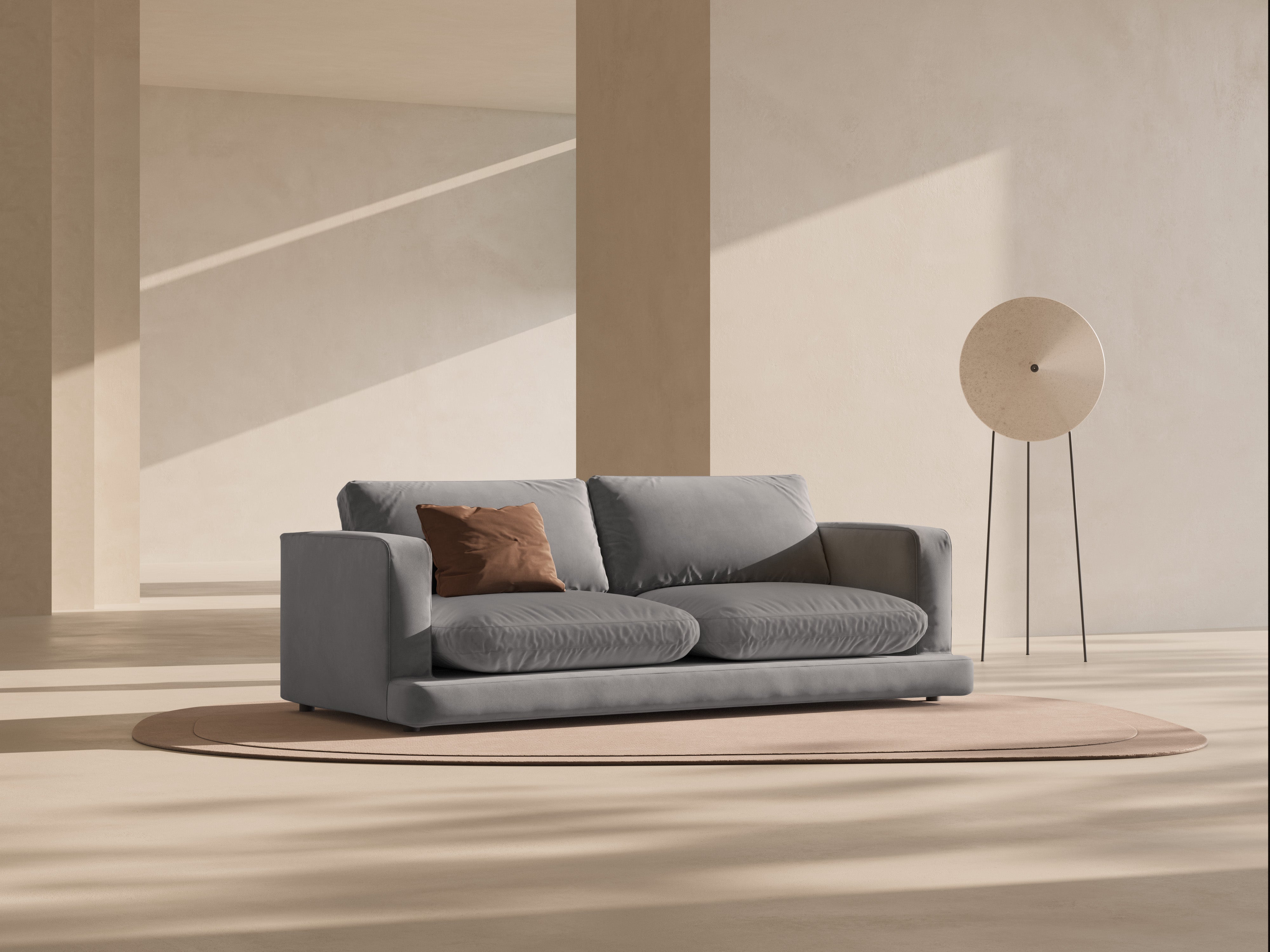 DAPHNE gray velvet 3-seater sofa