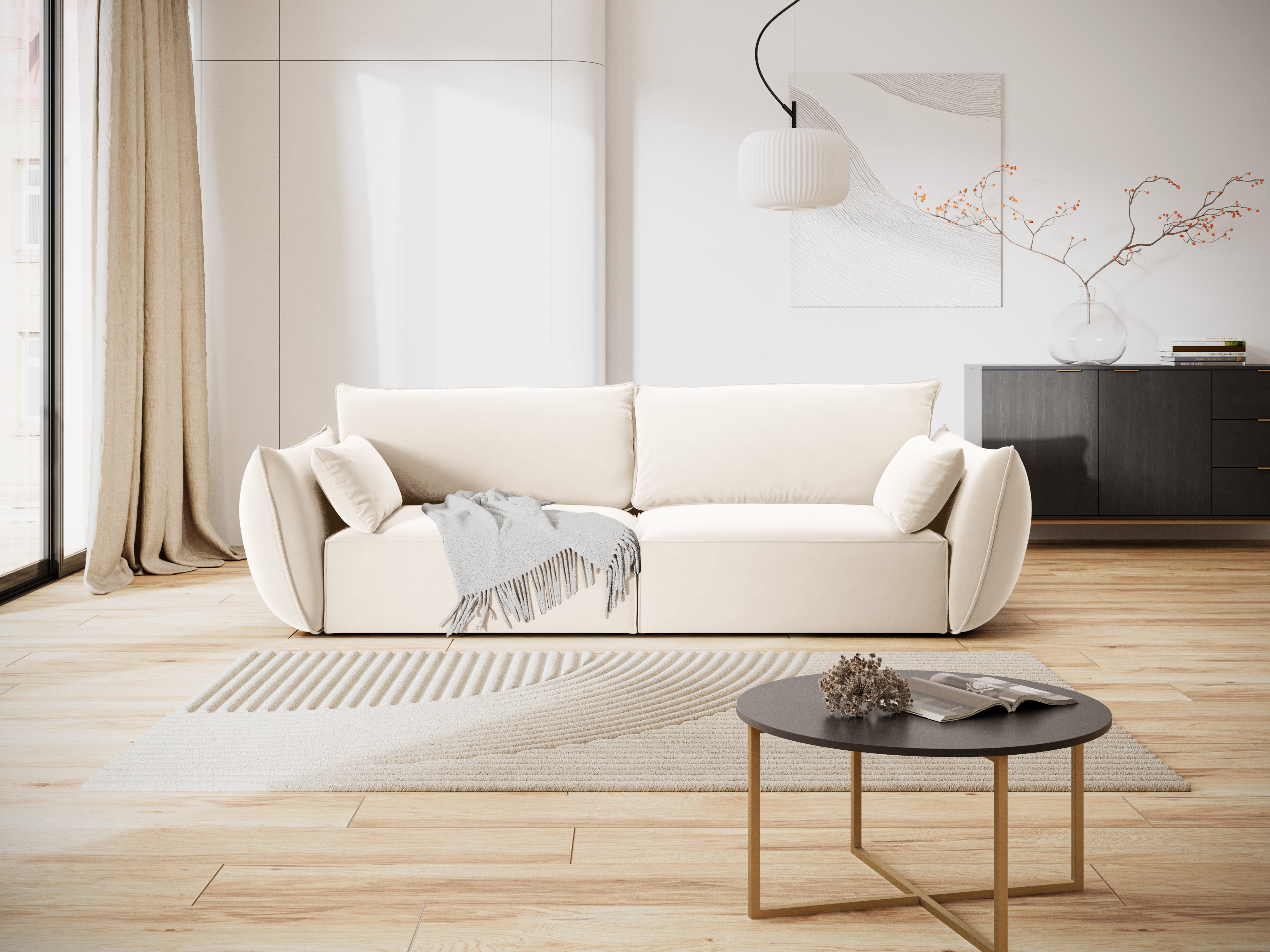 Sofa sametová 3-osobová VANDA béžová