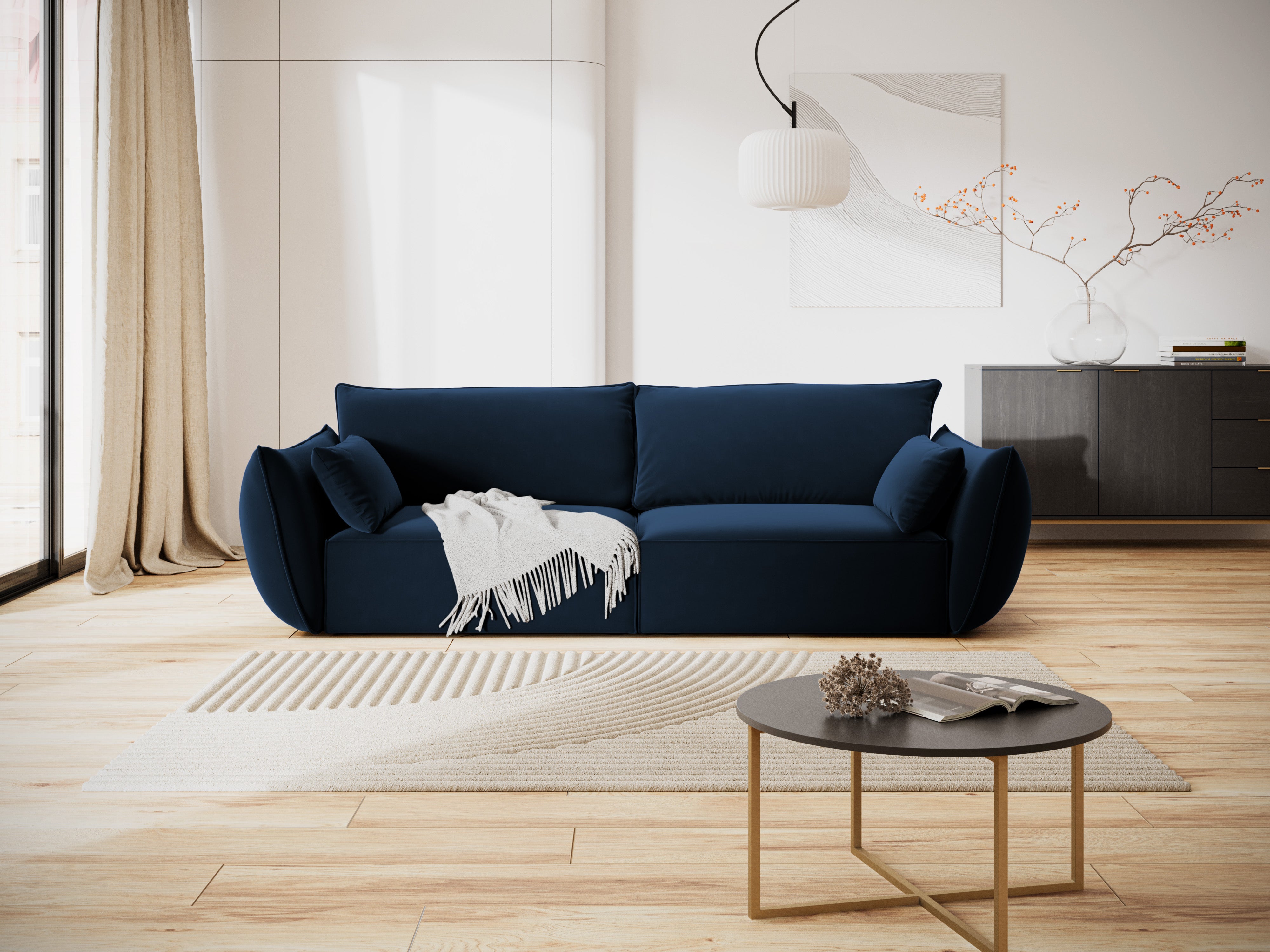 Sofa sametová 3-osobová VANDA granátová