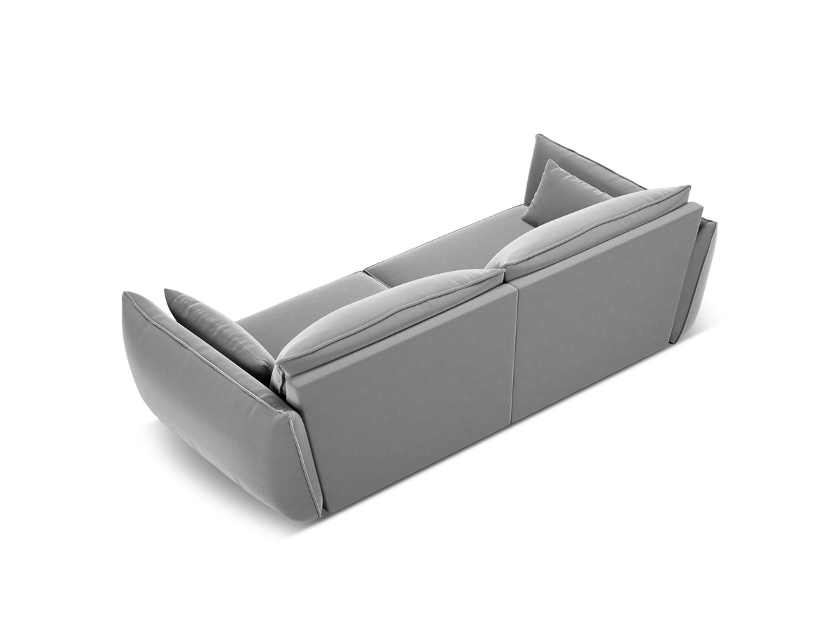 Sofa sametová 3-osobová VANDA šedá