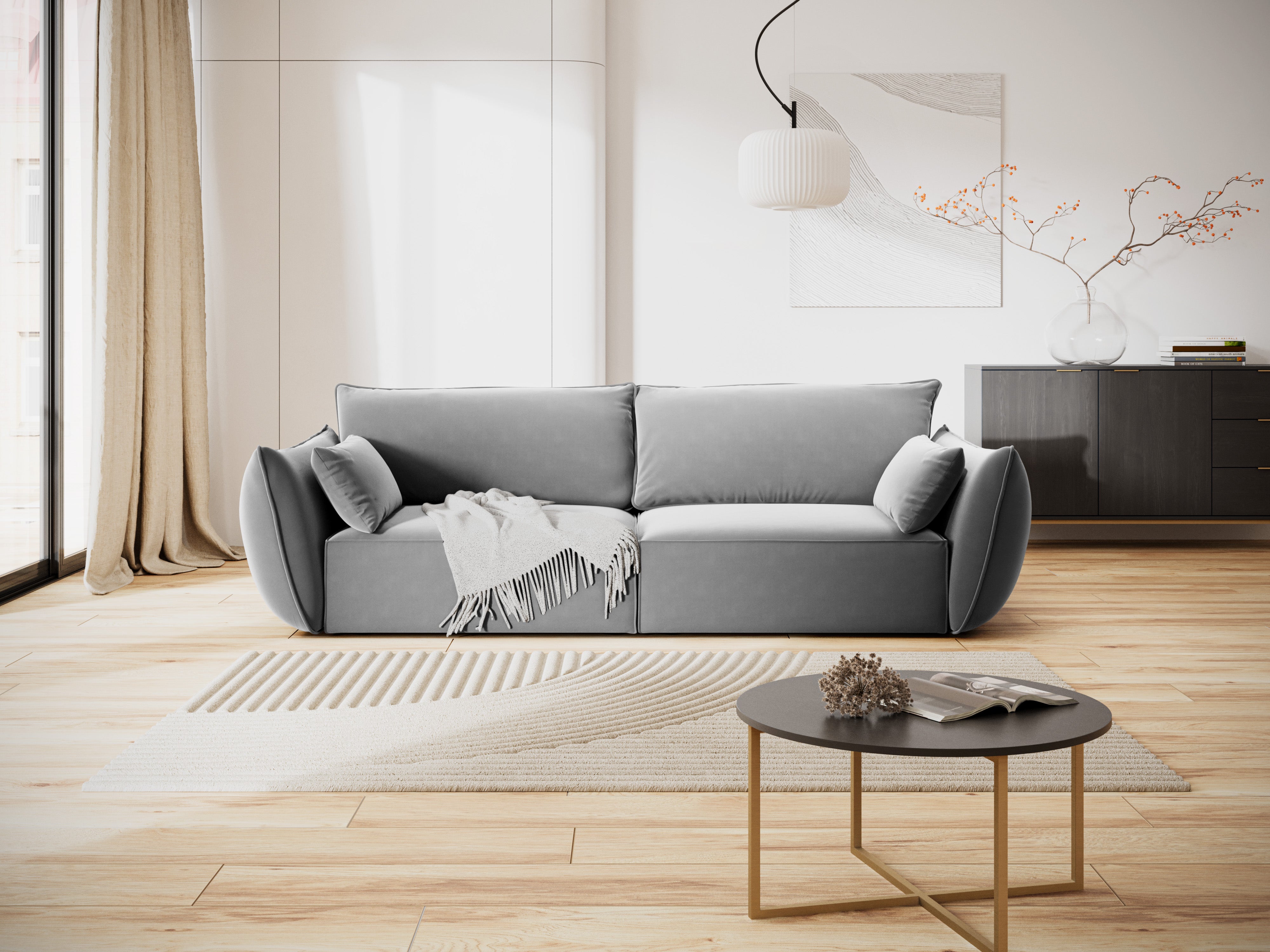 Sofa sametová 3-osobová VANDA šedá