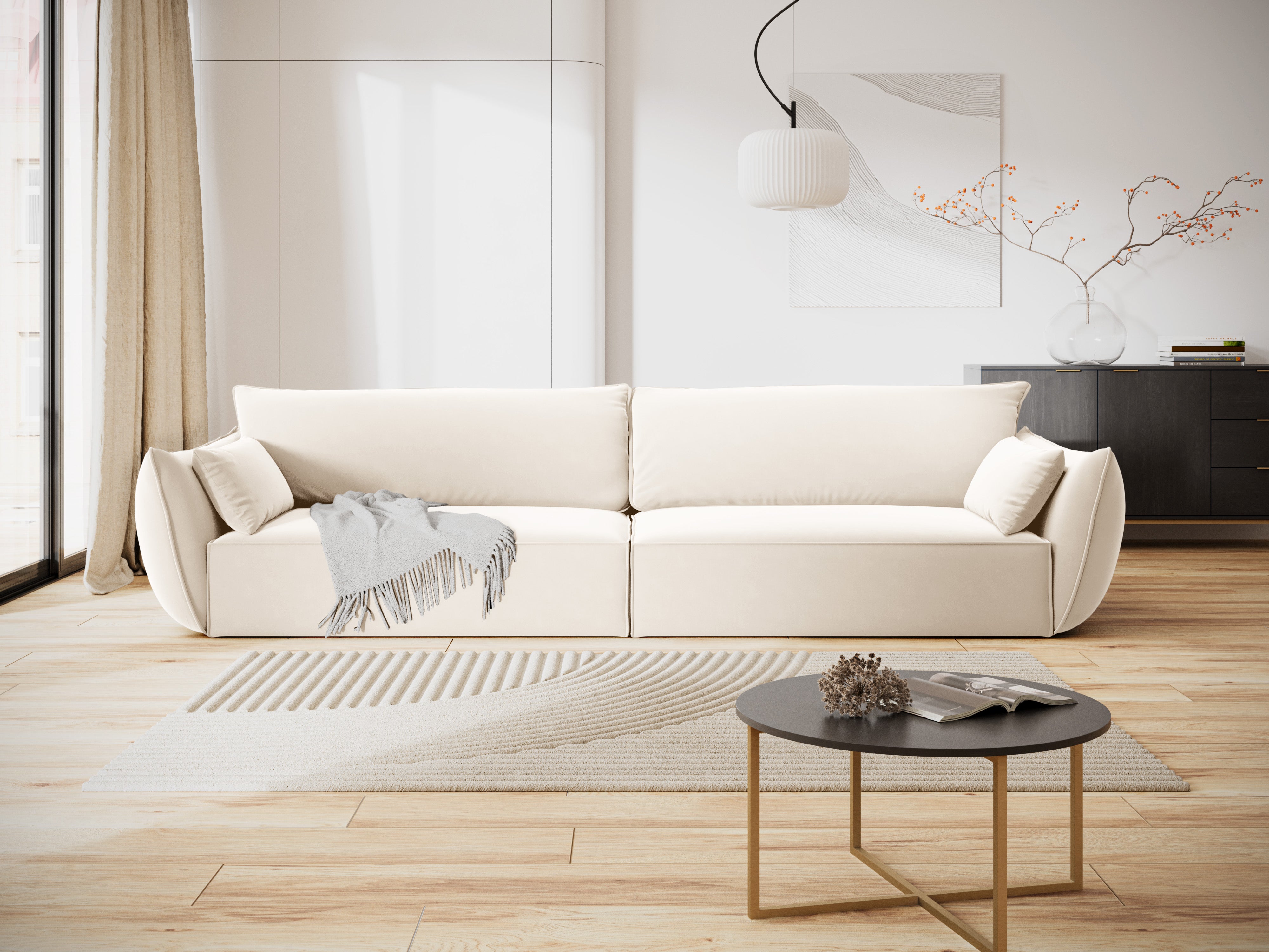 Sofa sametová 4-osobová VANDA béžová
