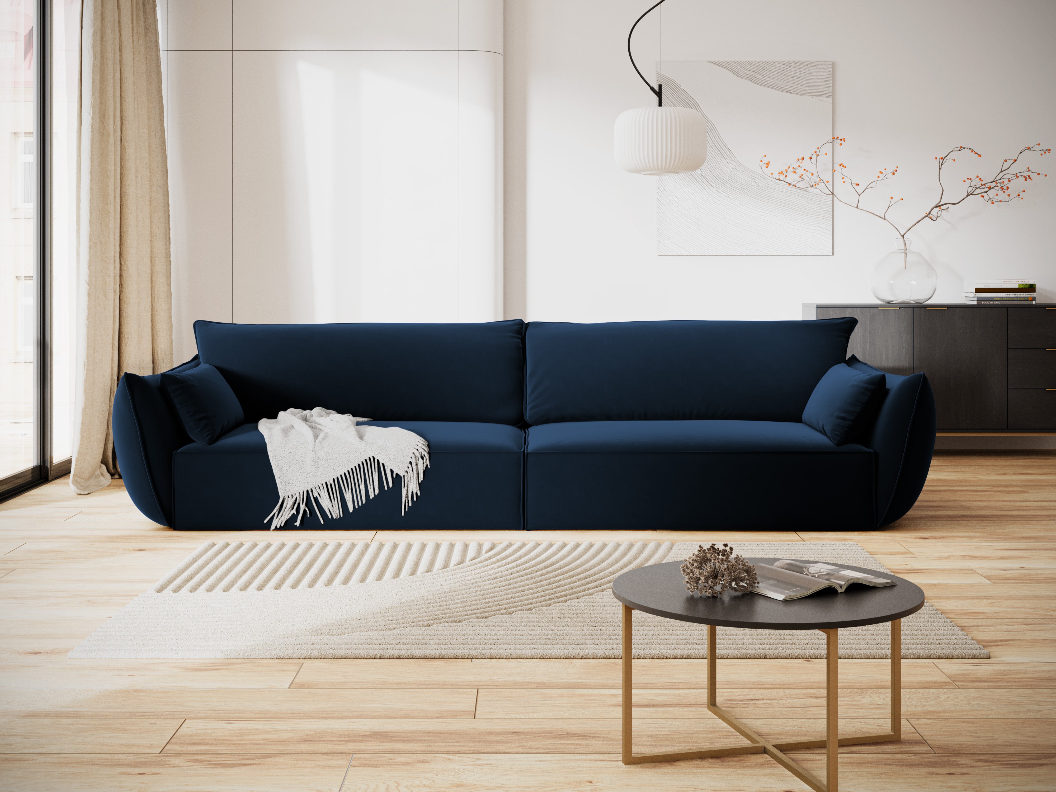 Sofa sametová 4-osobová VANDA granátová