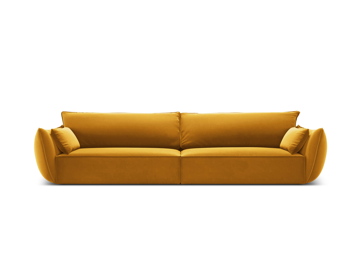 Sofa sametová 4-osobová VANDA hořčicová
