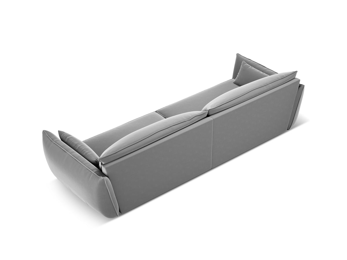 Sofa sametová 4-osobová VANDA šedá