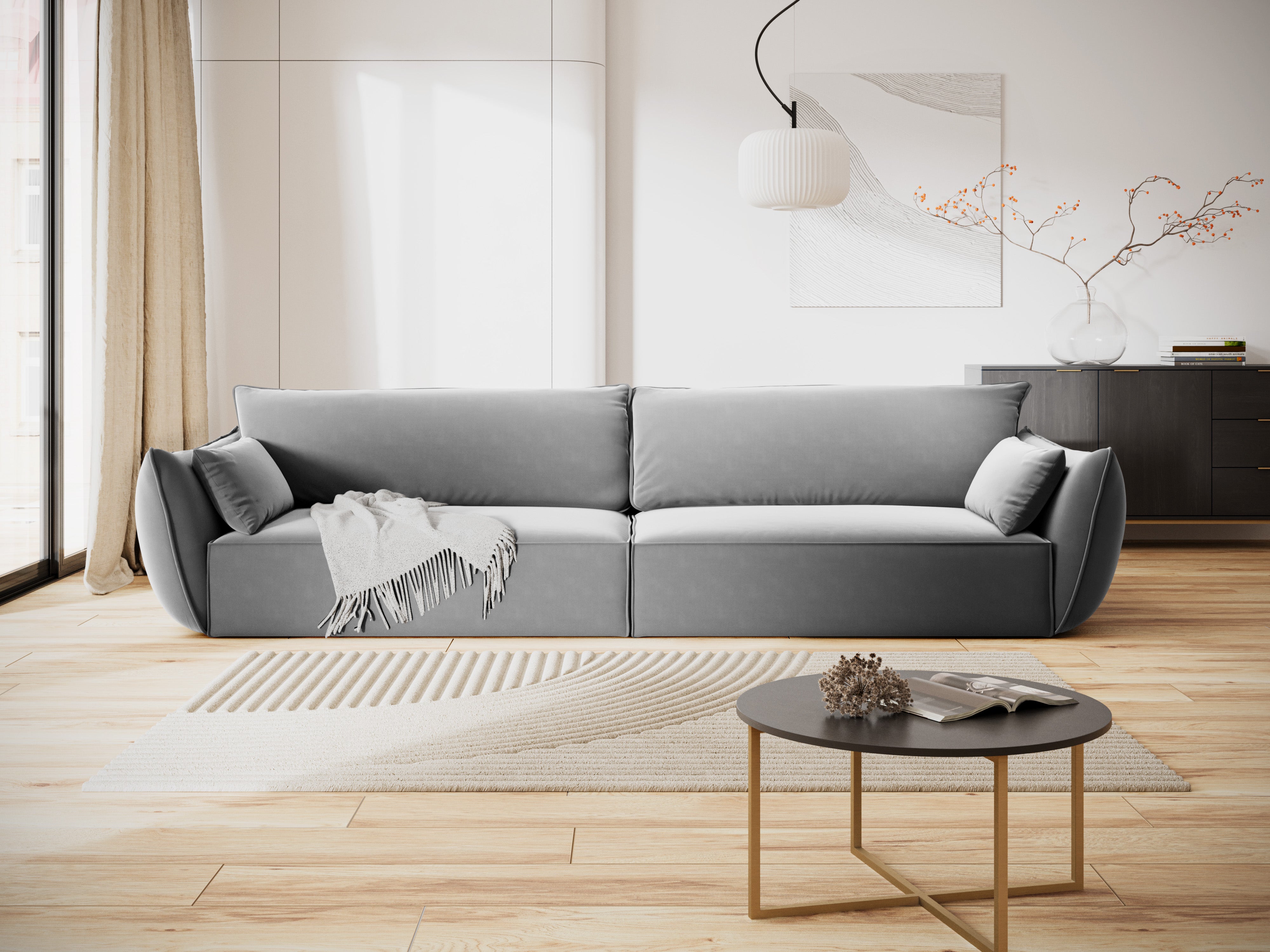 Sofa sametová 4-osobová VANDA šedá