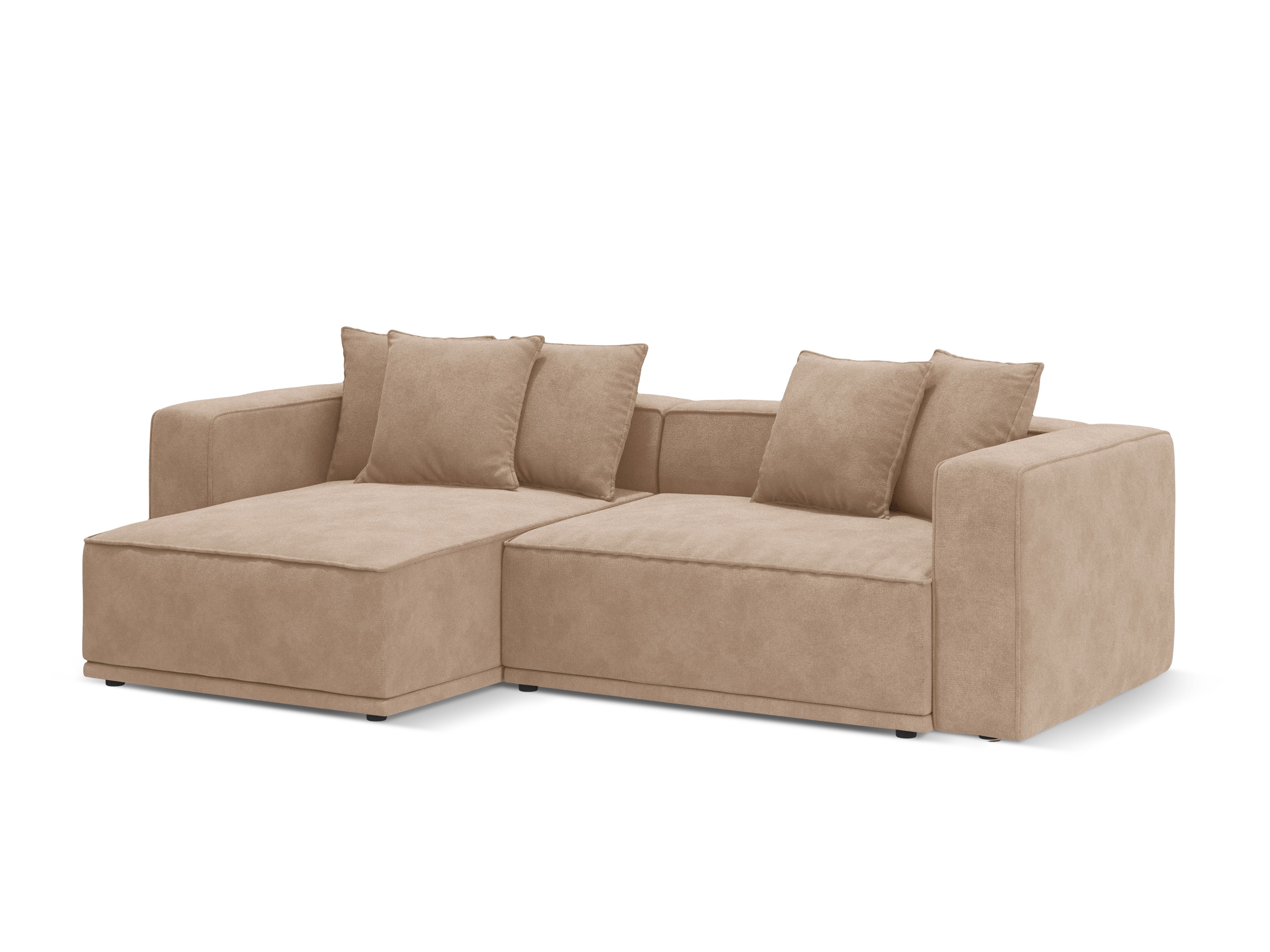 Left-facing velvet corner sofa bed RIBES dark beige