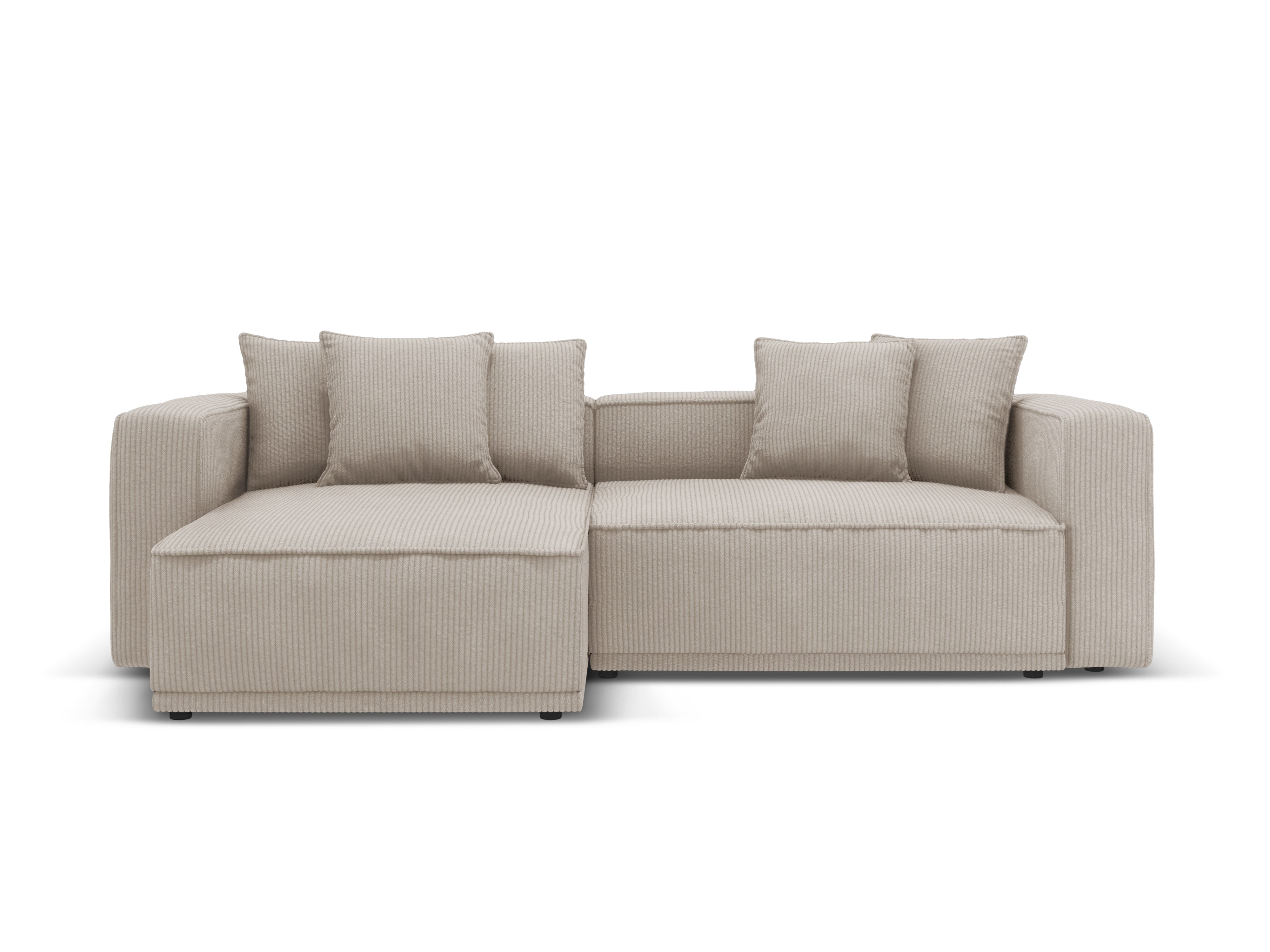 Left-sided corner sofa bed RIBES beige corduroy