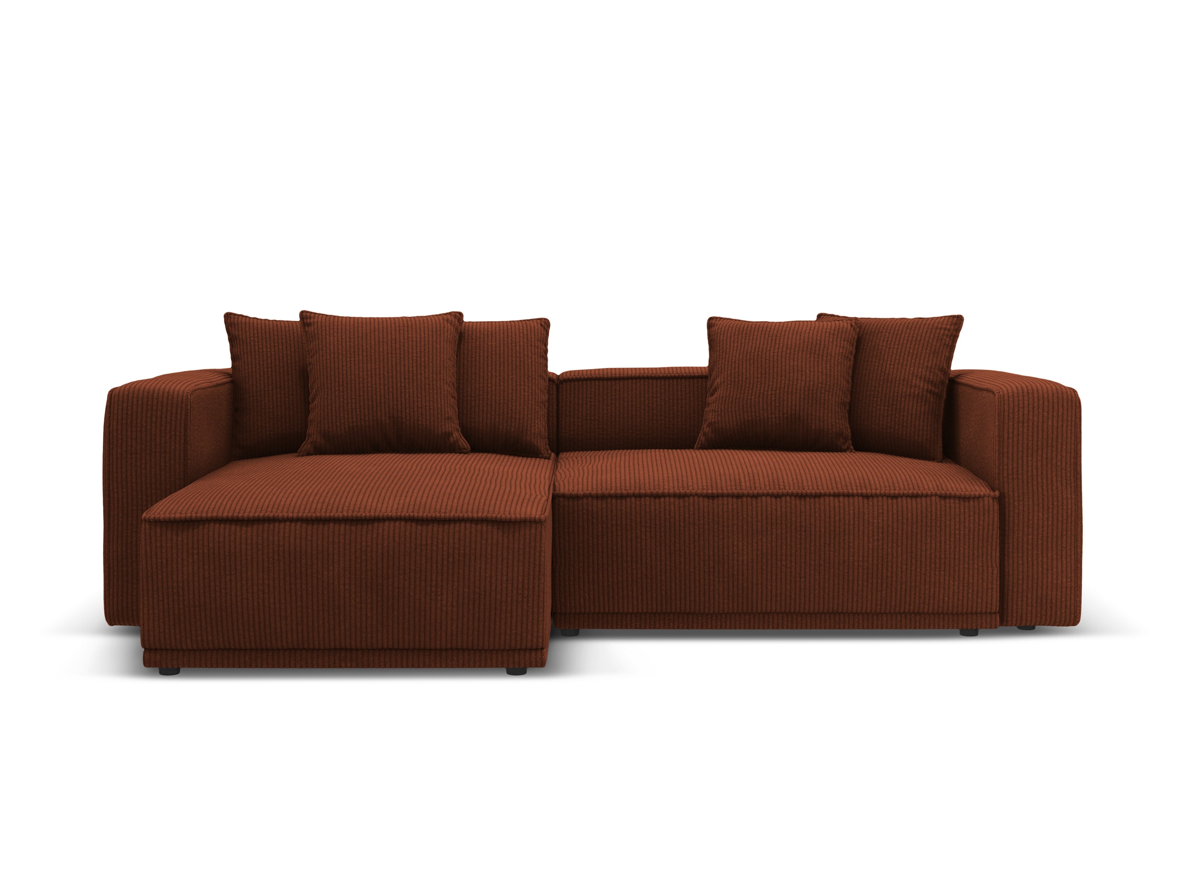 Left-sided corner sofa bed RIBES in brick corduroy
