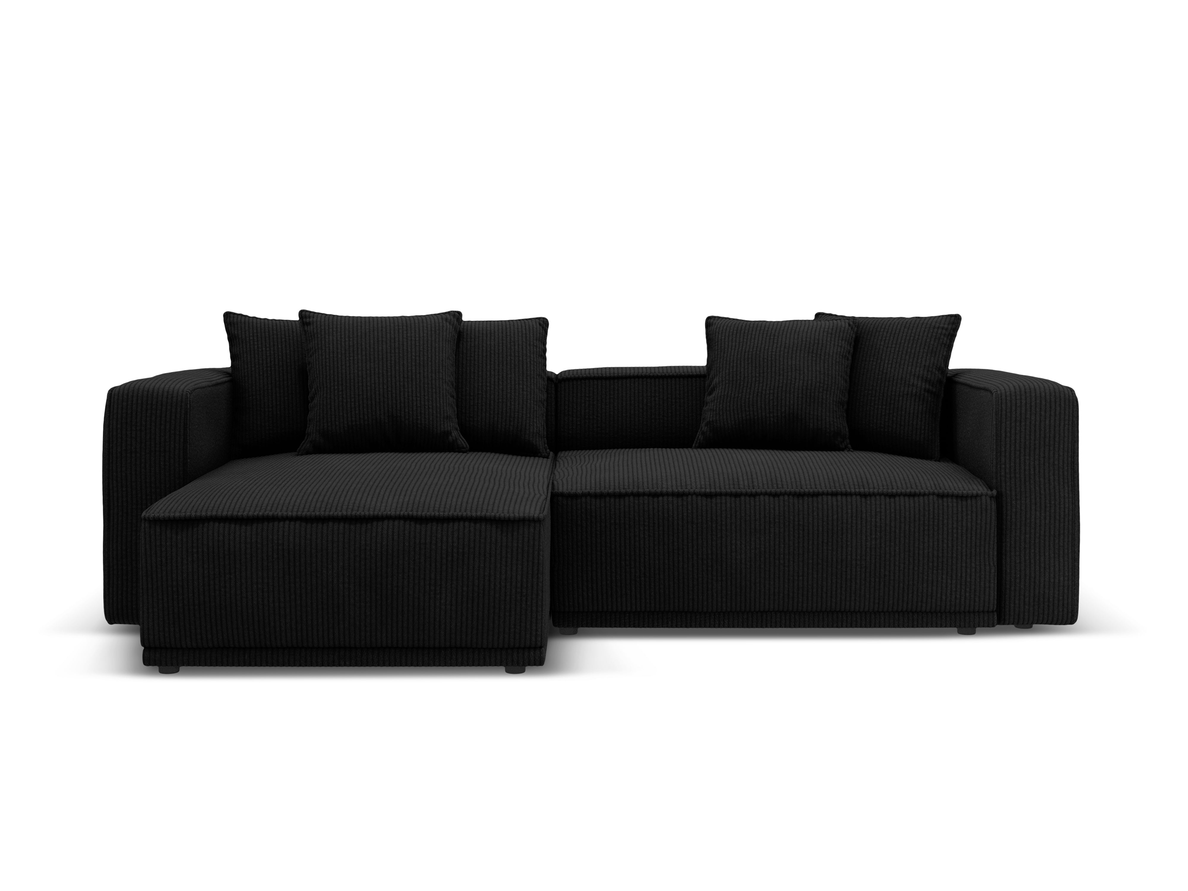 Left-sided corner sofa bed RIBES black corduroy