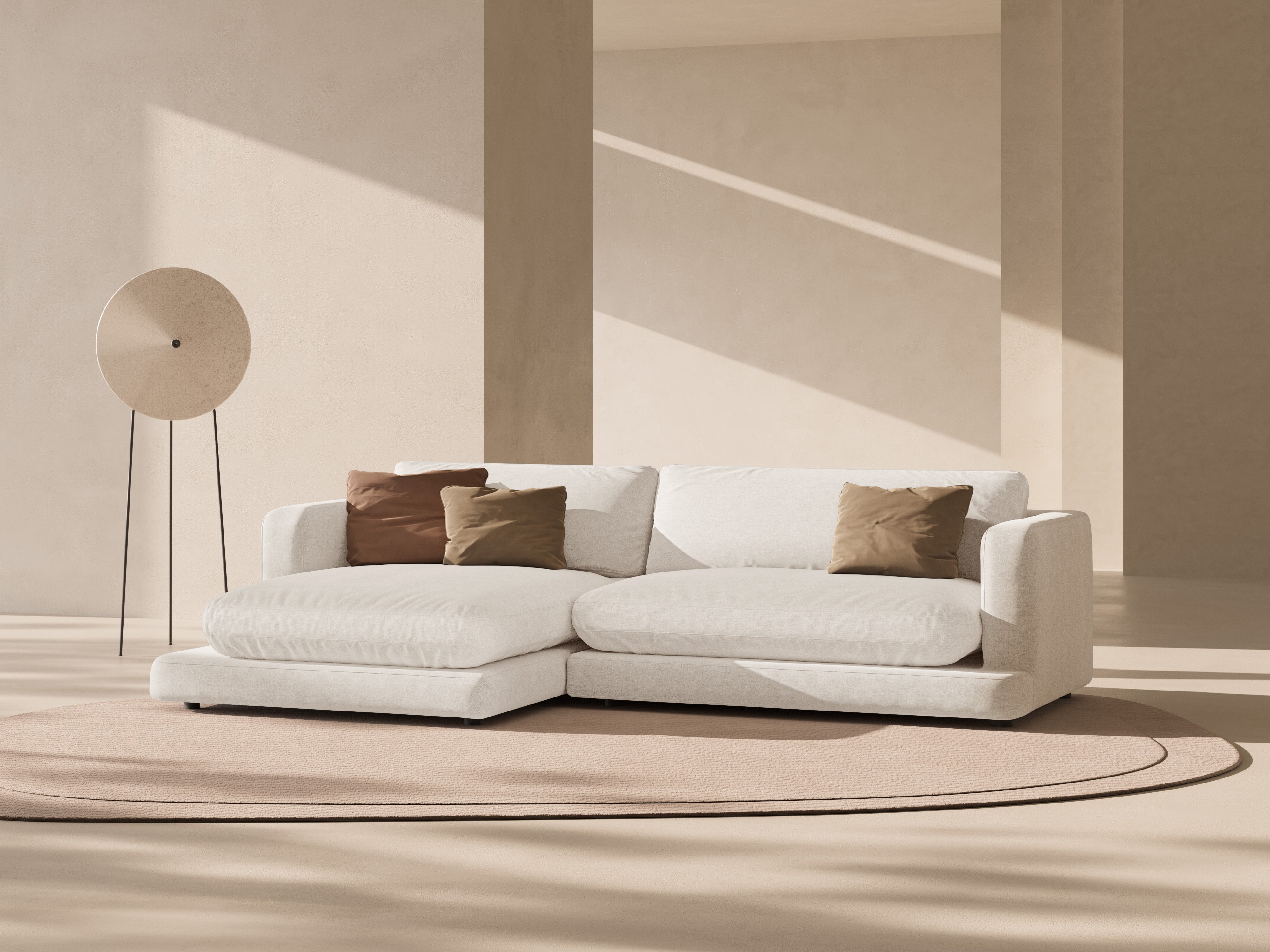 Rohová sedačka DAPHNE zlomená bílá šenil