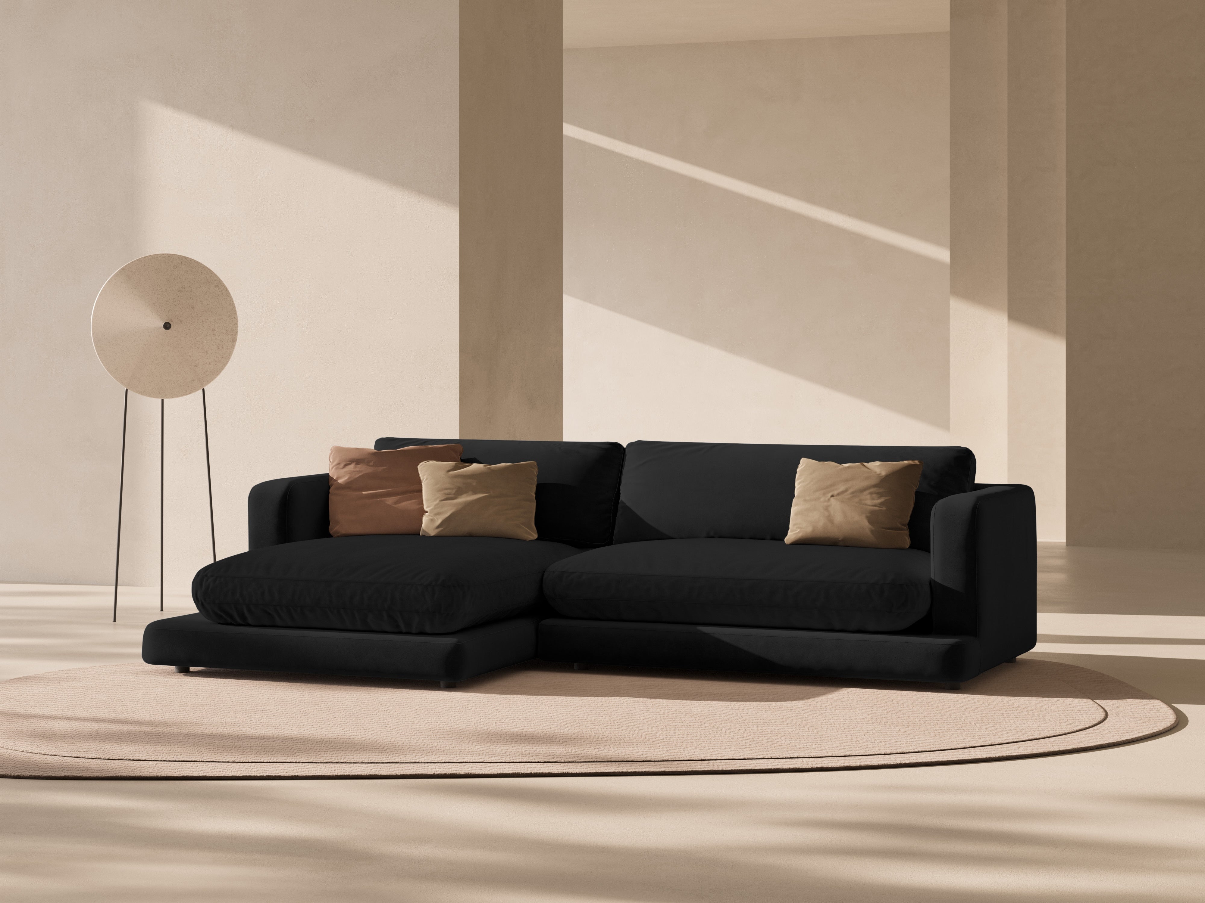 Left-facing velvet corner sofa DAPHNE black