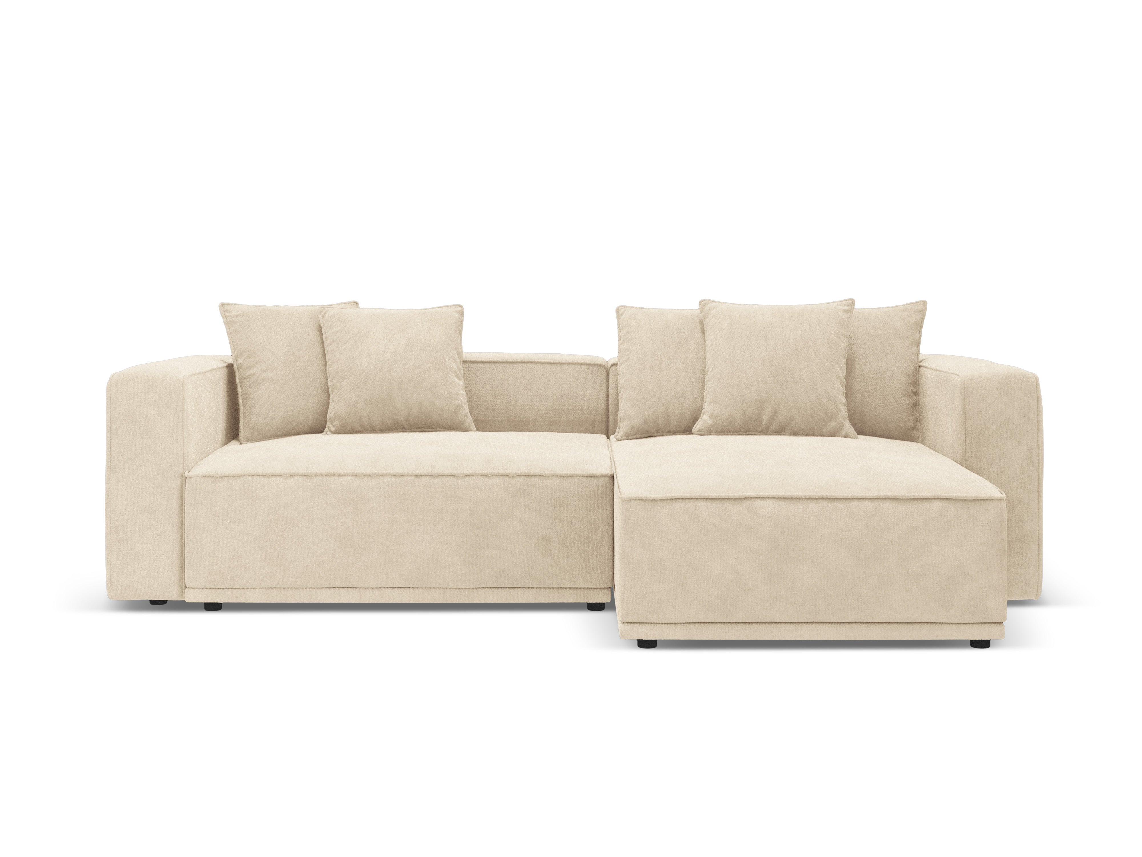 Right-facing velvet corner sofa bed RIBES light beige