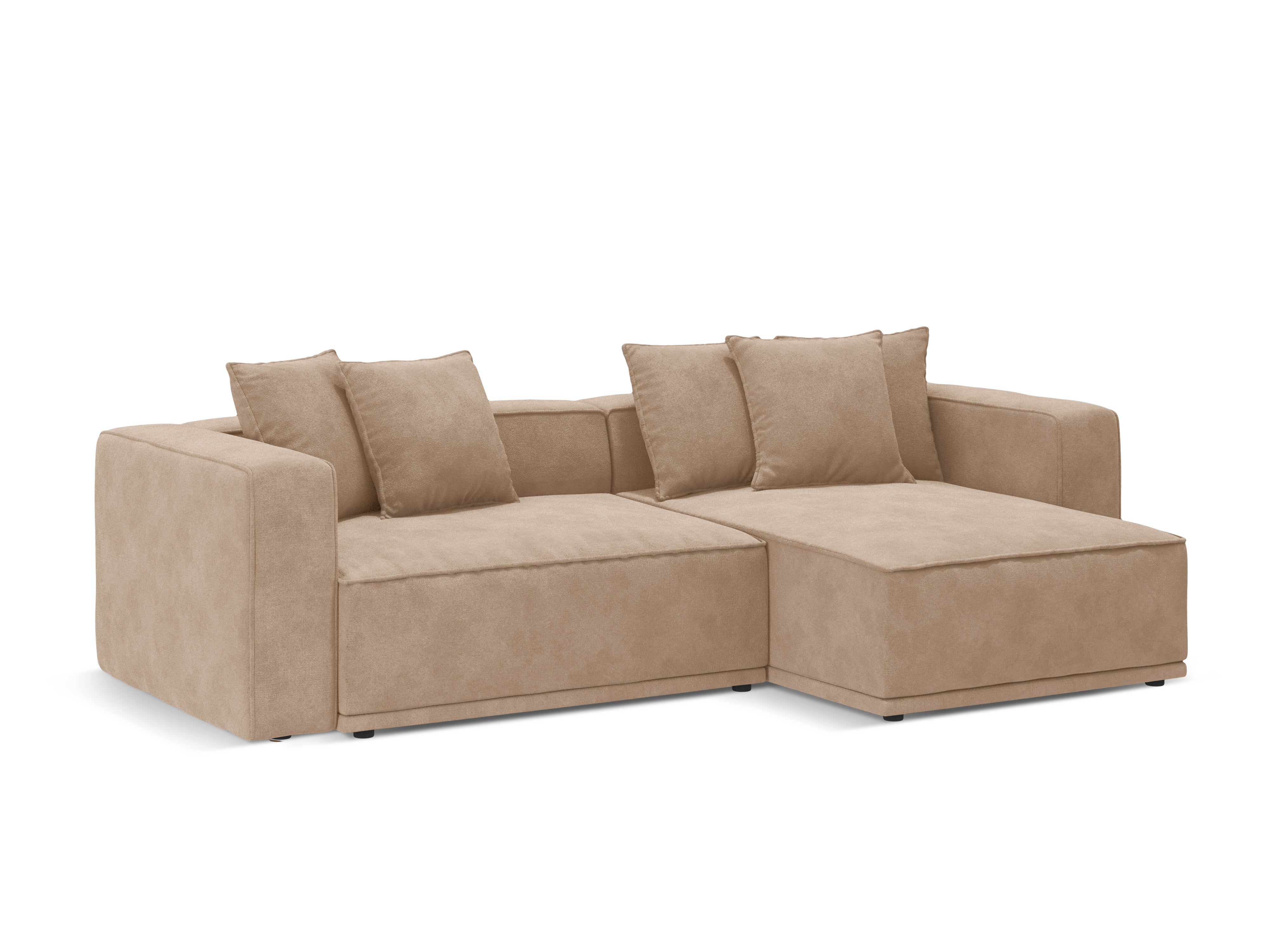 Right-facing velvet corner sofa bed RIBES in dark beige