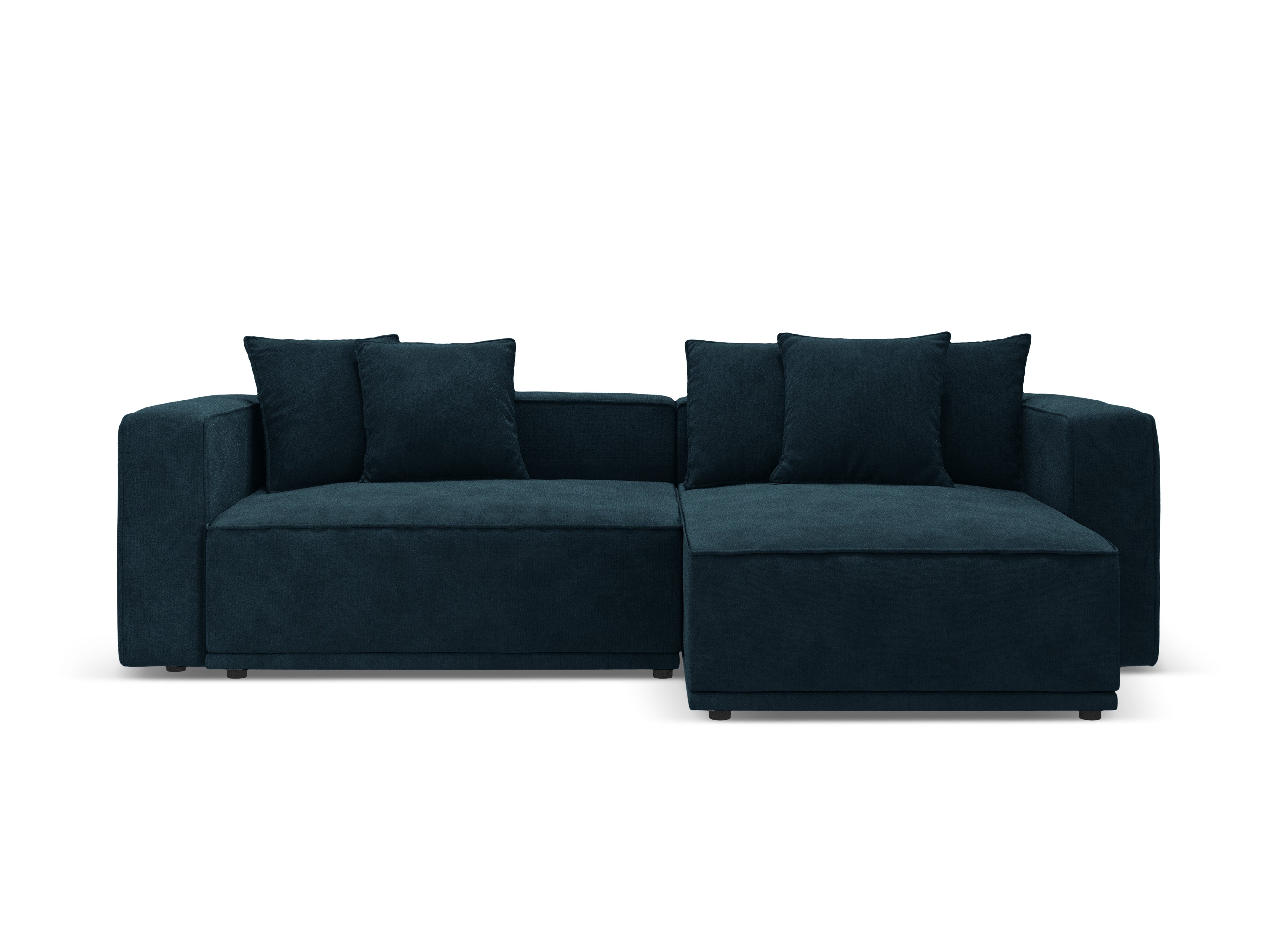 Right-facing velvet corner sofa bed RIBES petrol blue
