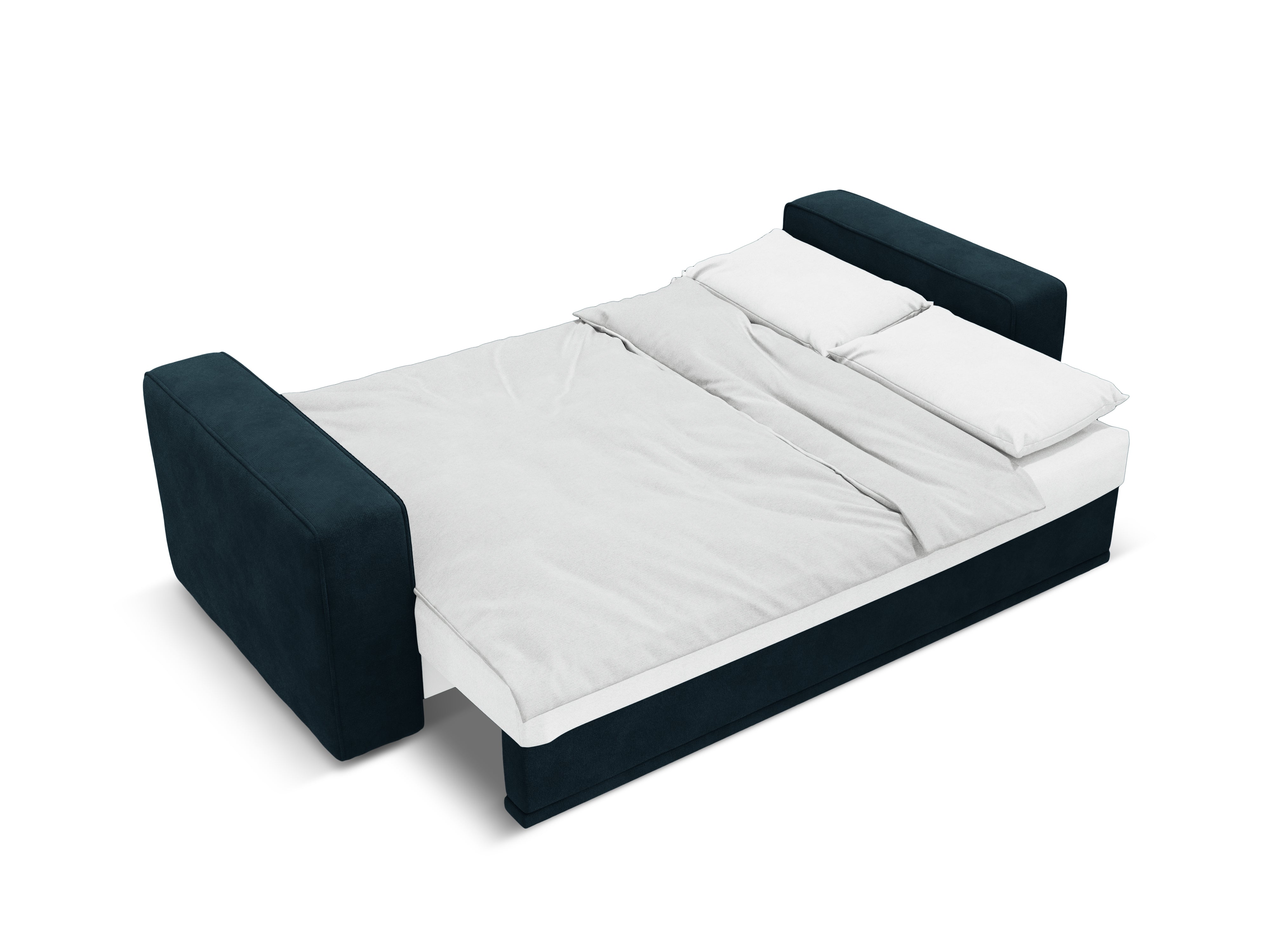 Right-facing velvet corner sofa bed RIBES petrol blue