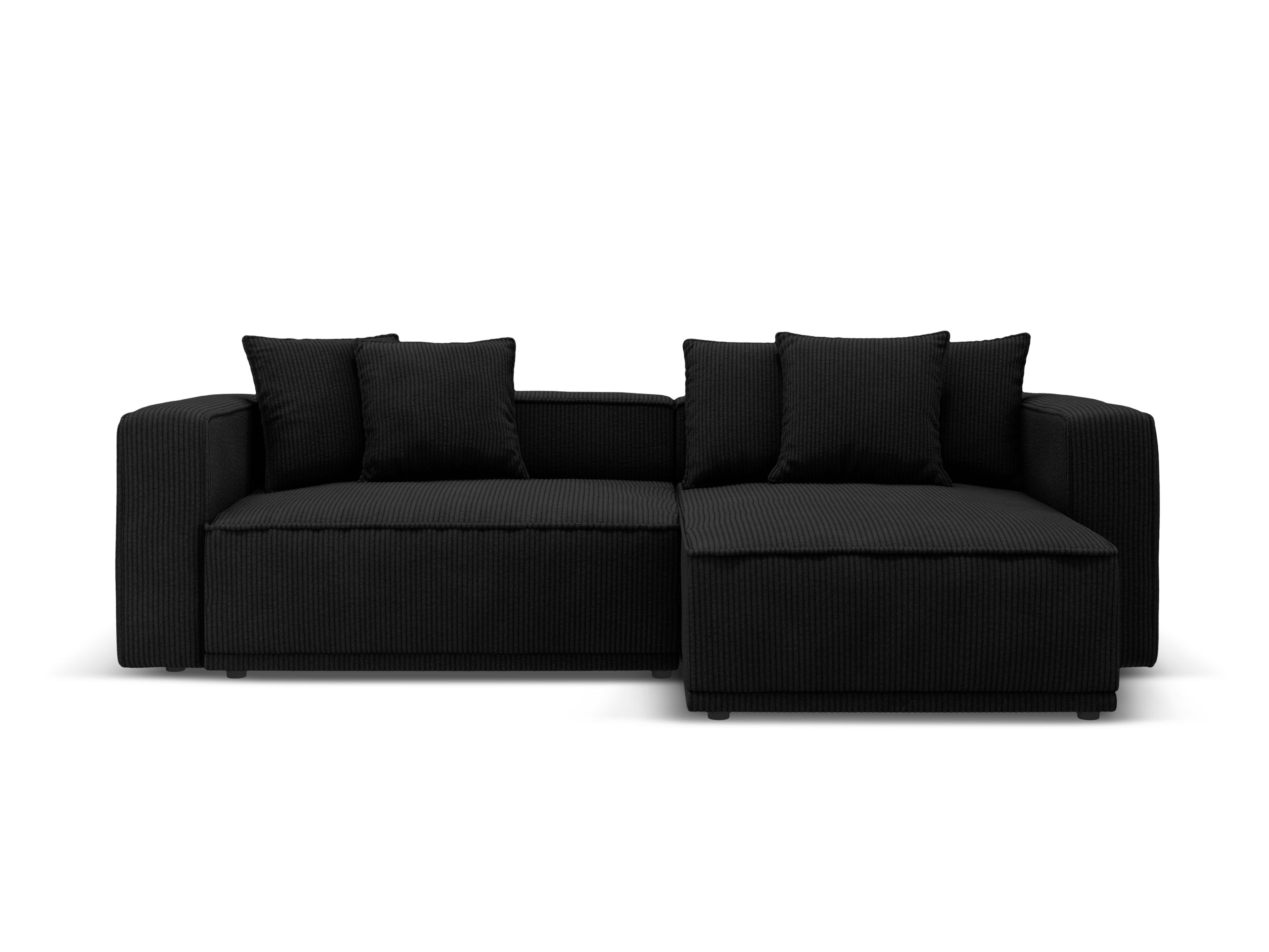 Right-sided corner sofa bed RIBES black corduroy