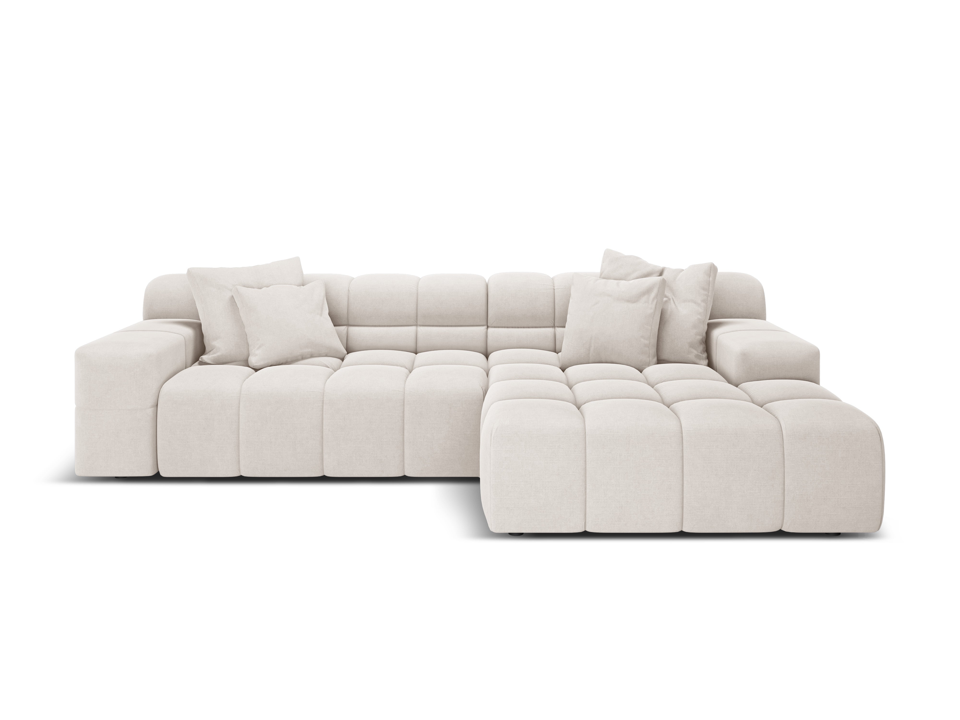 Right-facing 3-seater corner sofa AGAVE light beige chenille
