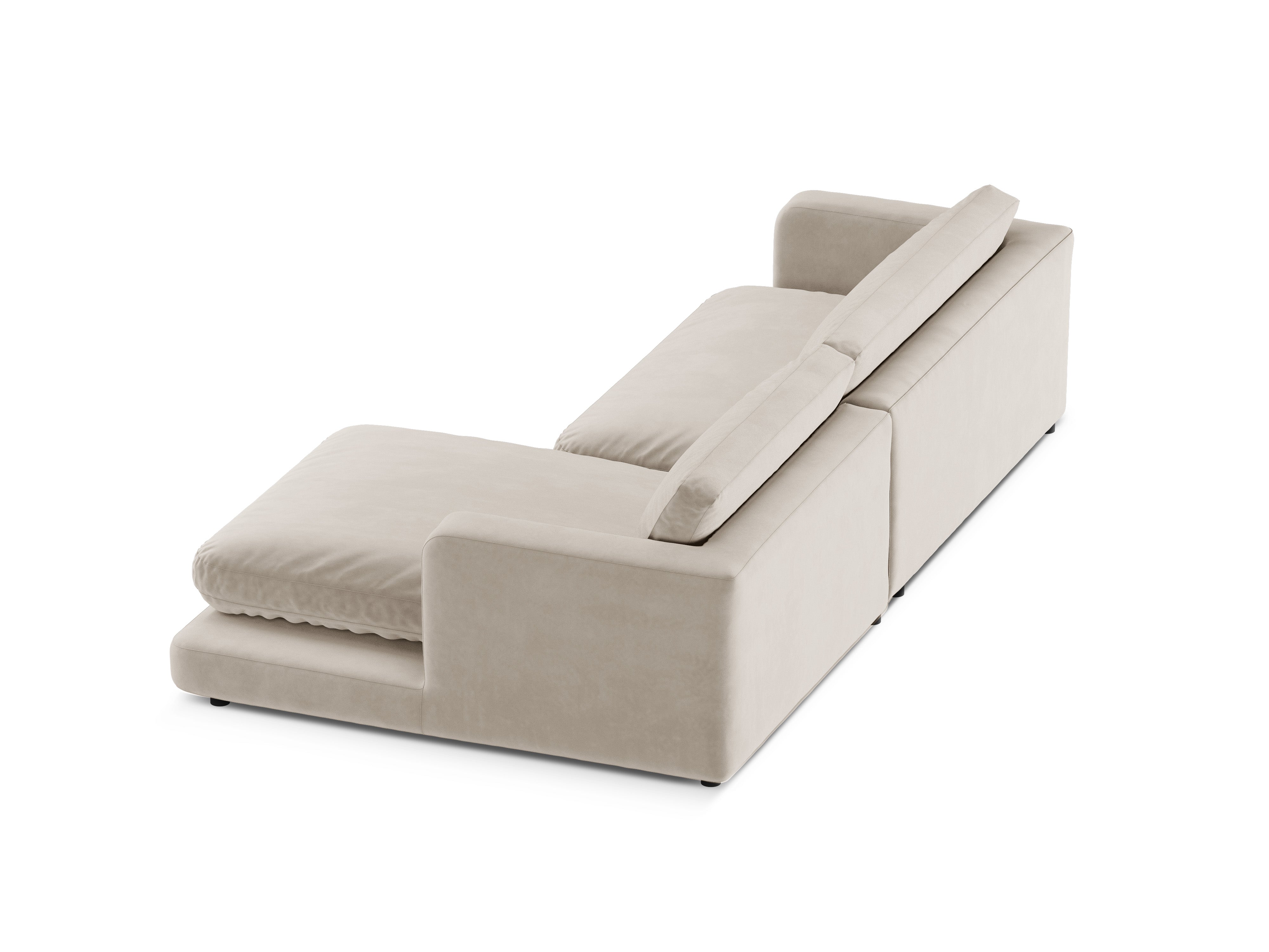 Right-facing velvet corner sofa DAPHNE light beige