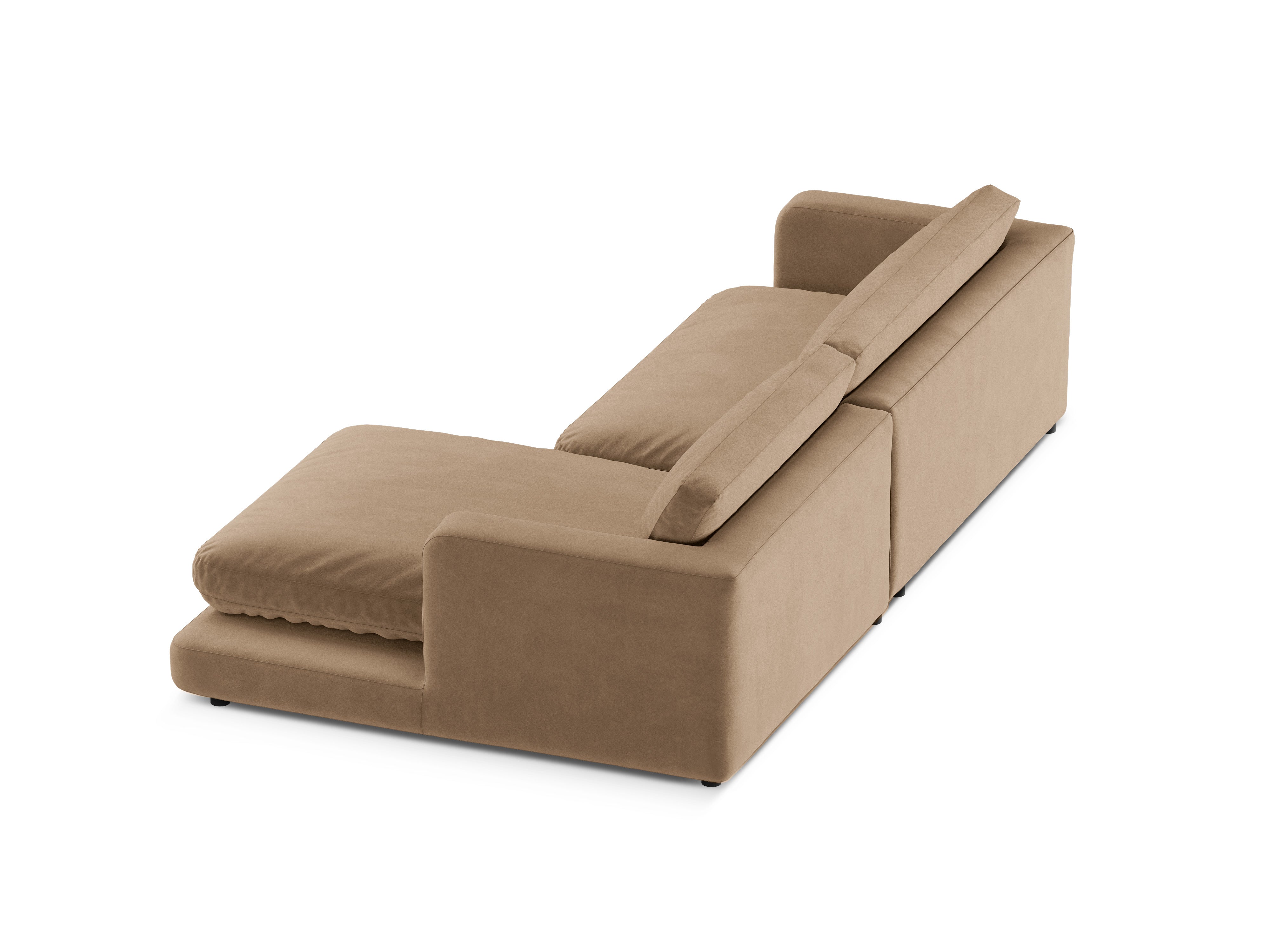 Sametový rohový gauč DAPHNE pravý béžový