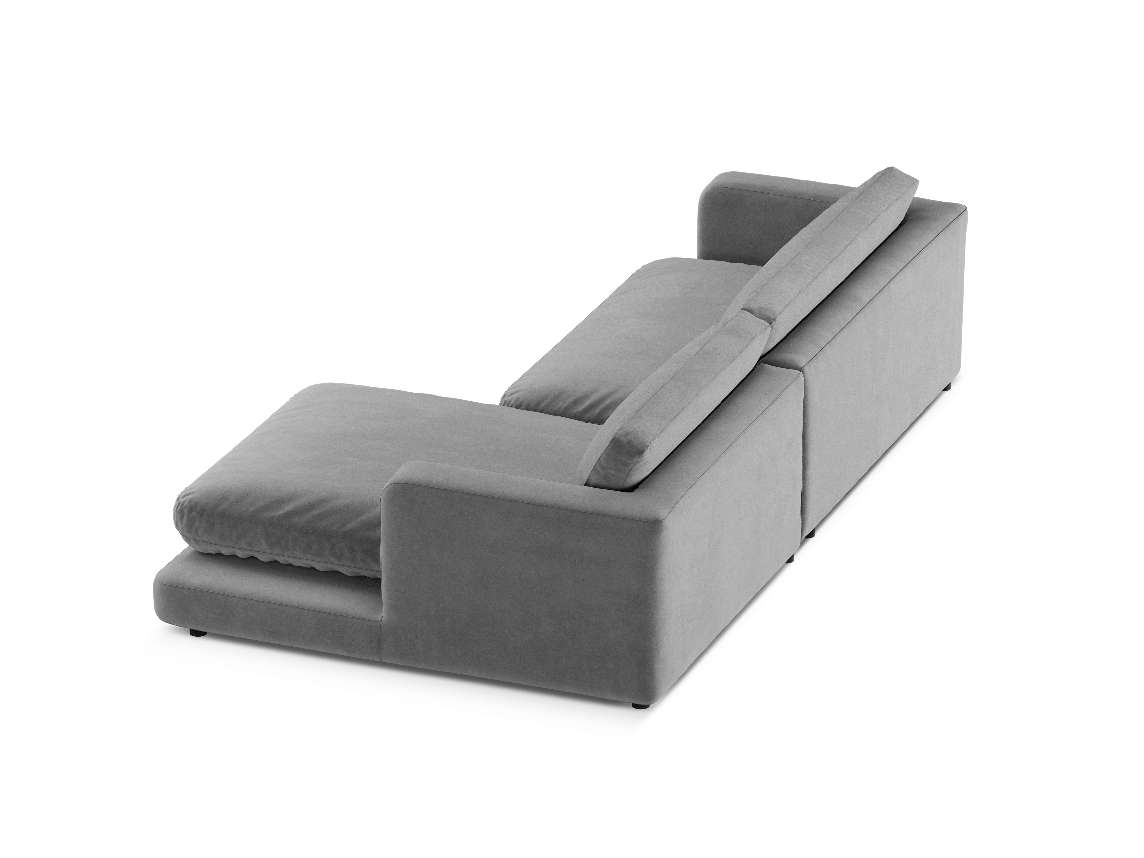 Rohová sedačka sametová pravostranná DAPHNE šedá