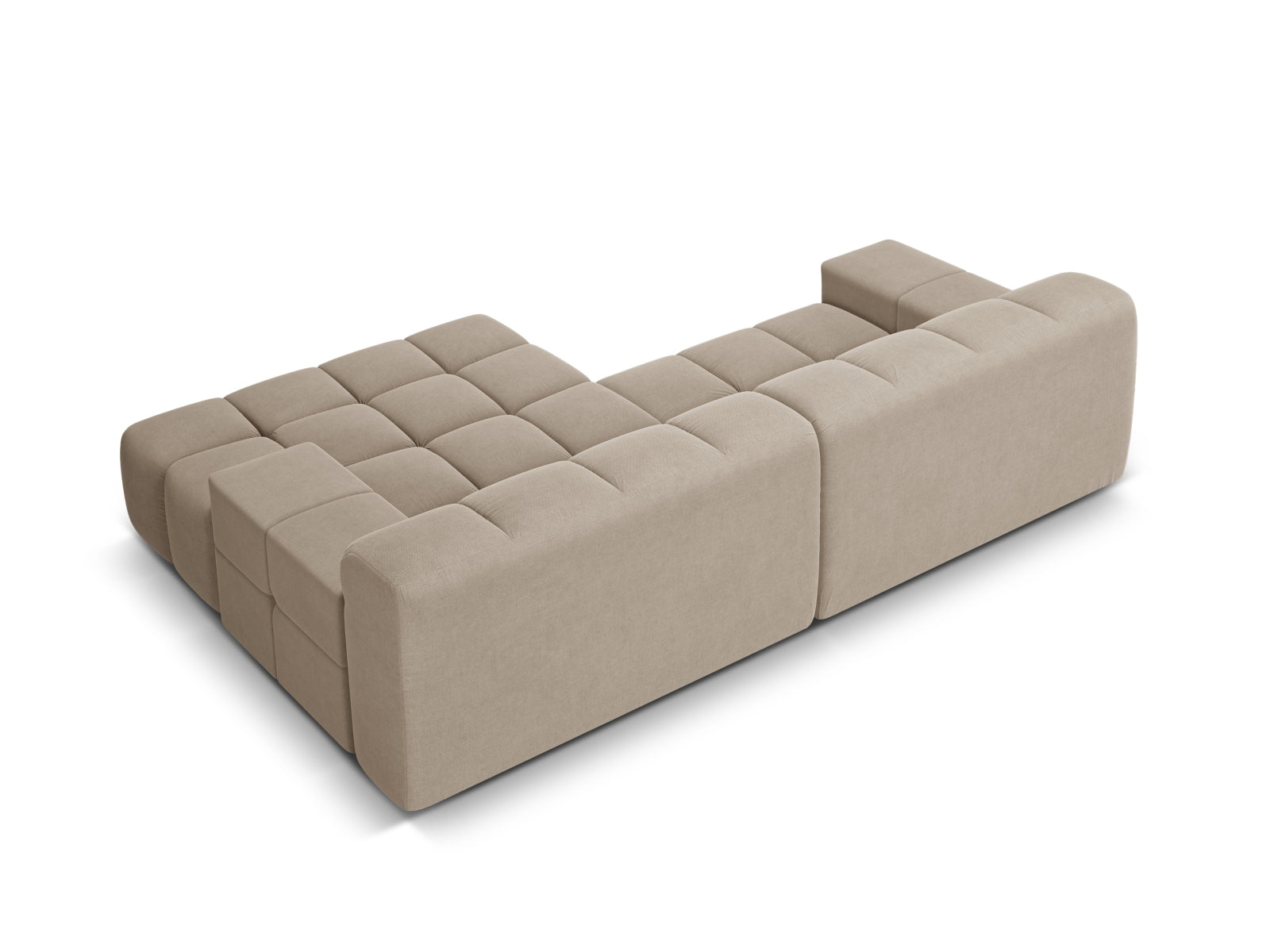 Right-facing 2-seater corner sofa AGAVE beige chenille