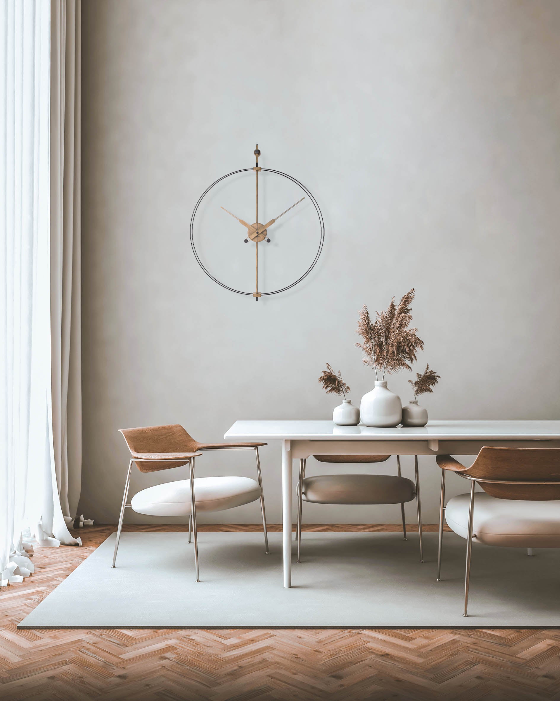 Nástěnné hodiny MINI BARCELONA PREMIUM dubové dřevo s černým povrchem