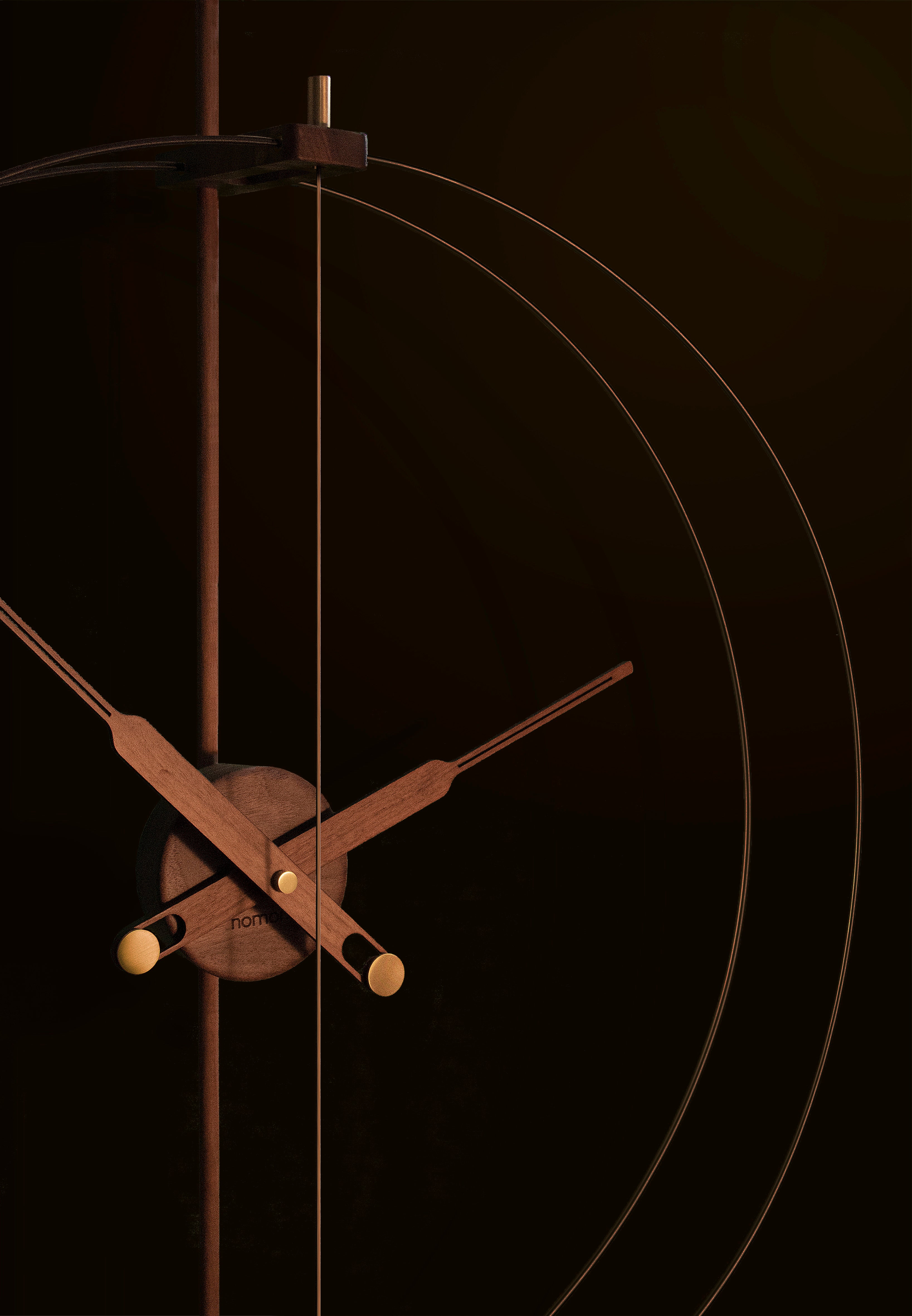 MINI BARCELONA PREMIUM wall clock walnut wood with brass finish