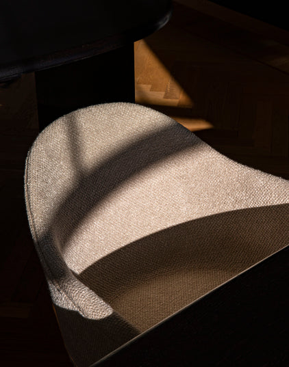 HARBOUR beige armchair with a dark oak base