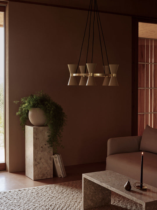 COLLECTOR beige chandelier with brass finish